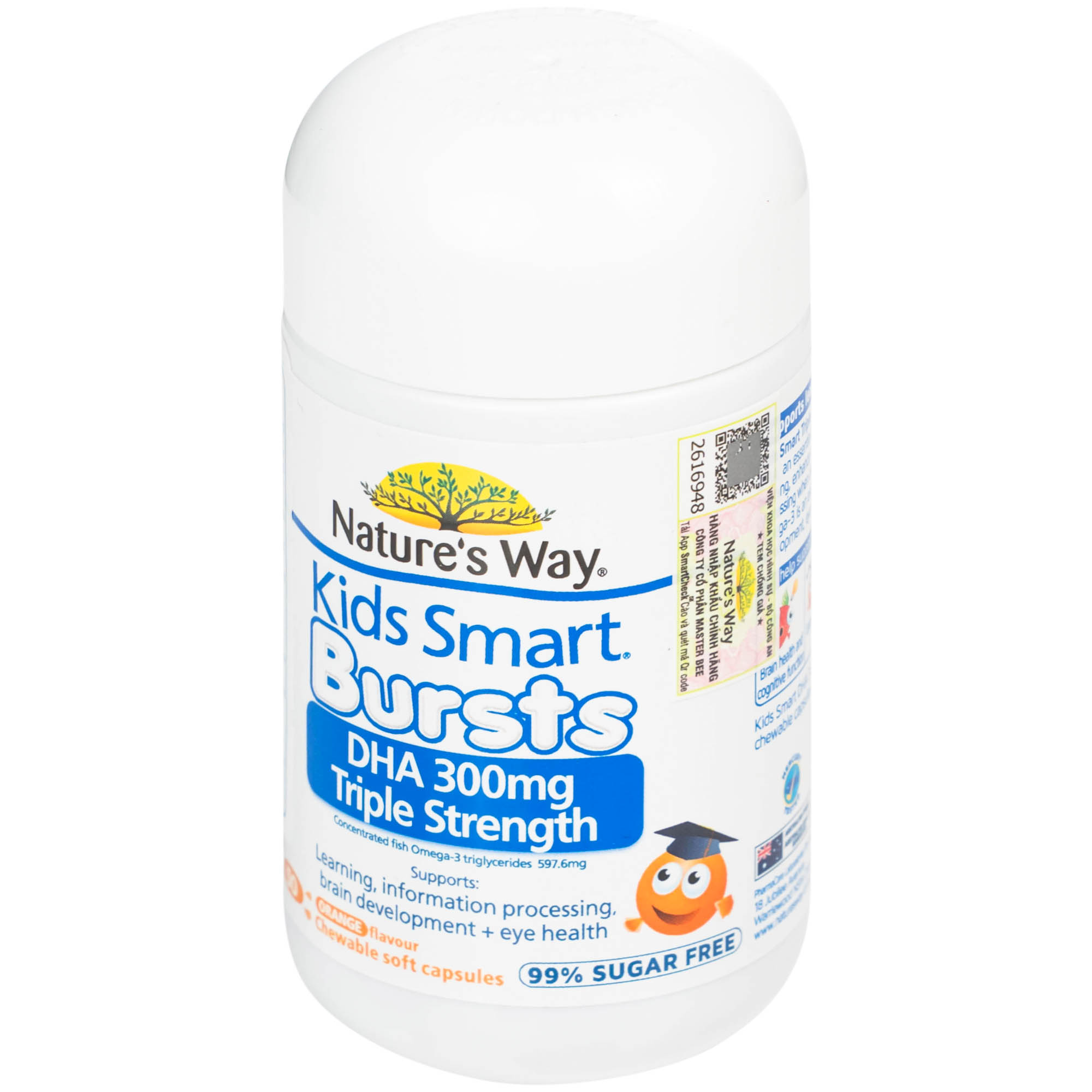 Viên nhai hỗ trợ bổ não Kids Smart Bursts DHA 300mg Nature's Way (50 viên)