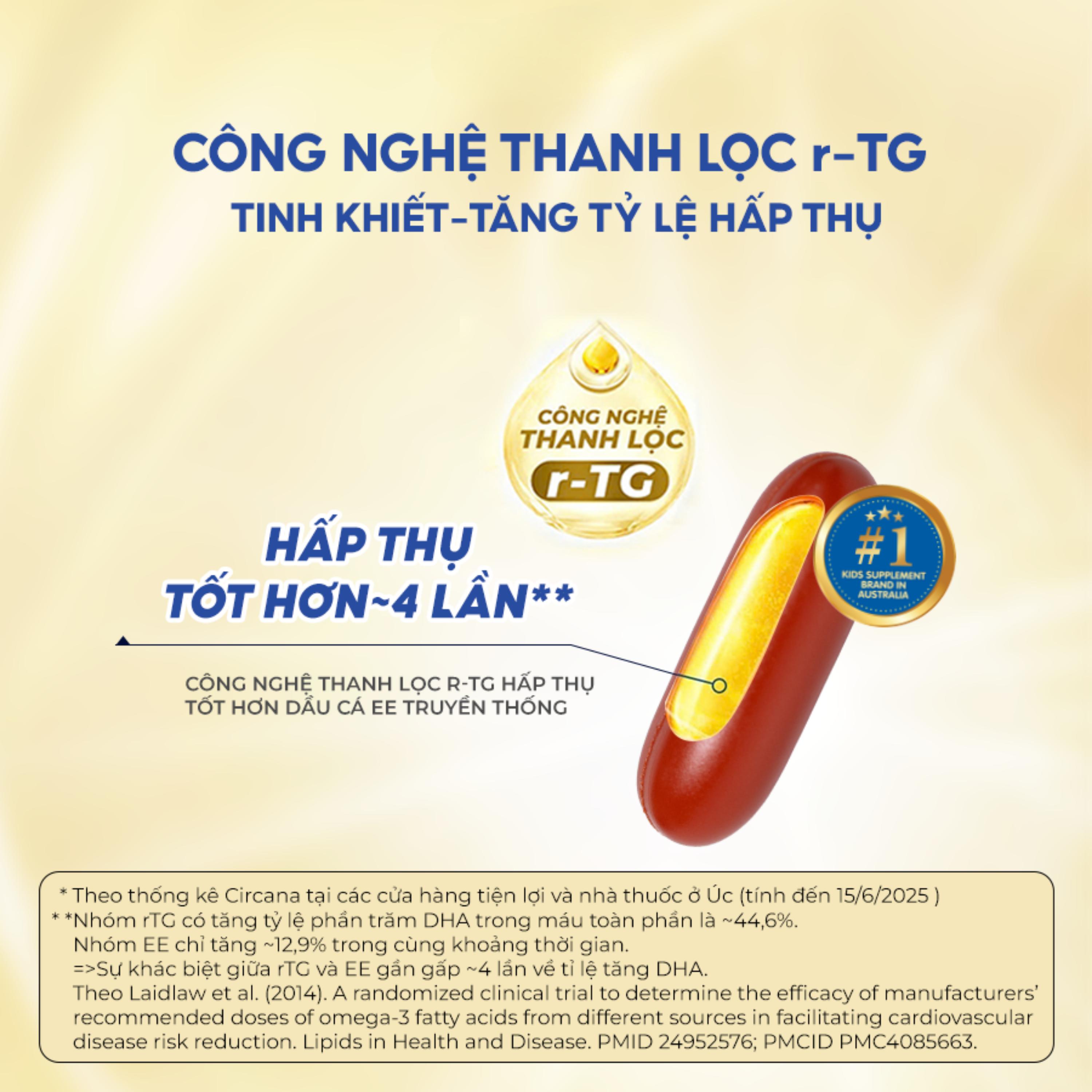 Viên nhai hỗ trợ bổ não Kids Smart Bursts DHA 300mg Nature's Way (50 viên)