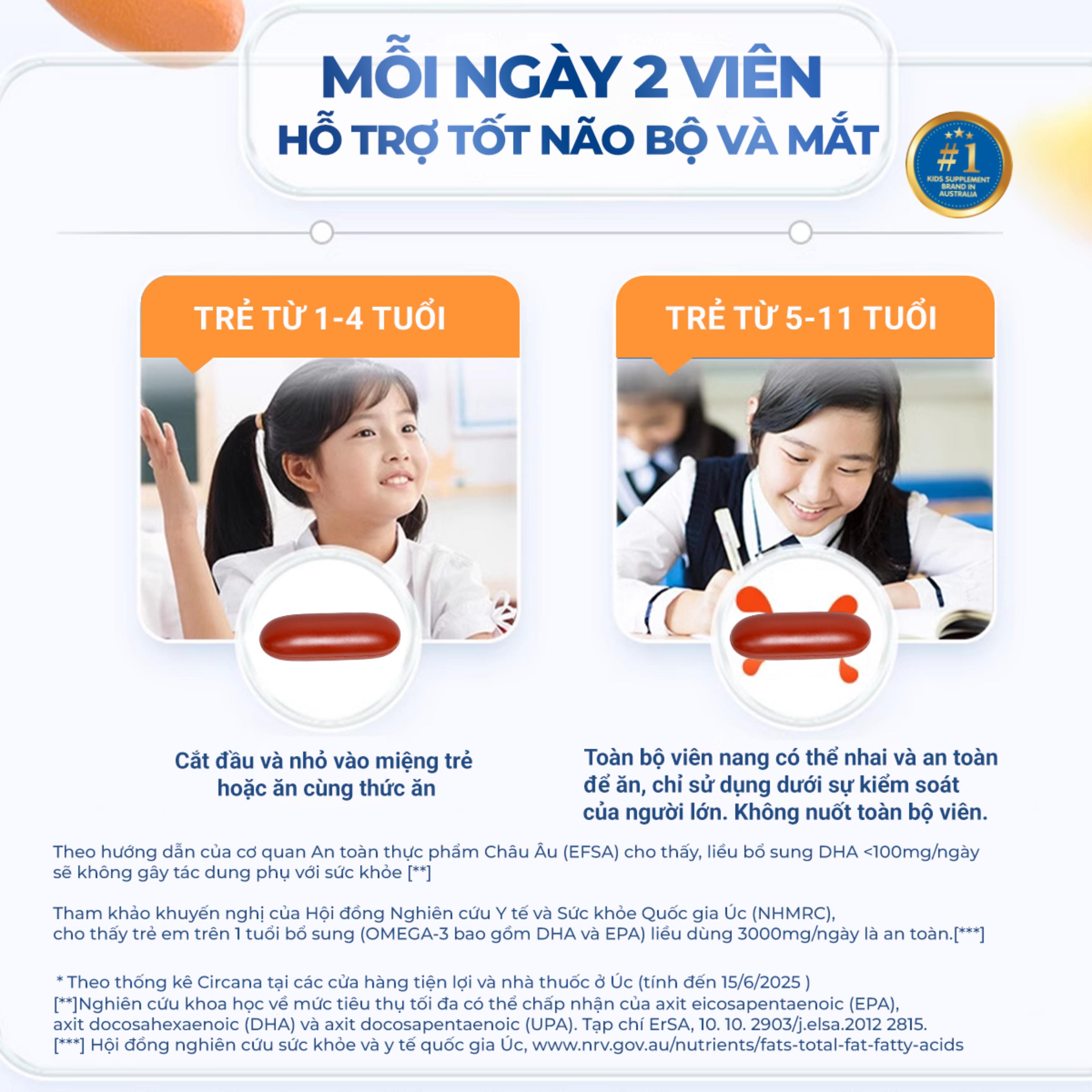 Viên nhai hỗ trợ bổ não Kids Smart Bursts DHA 300mg Nature's Way (50 viên)