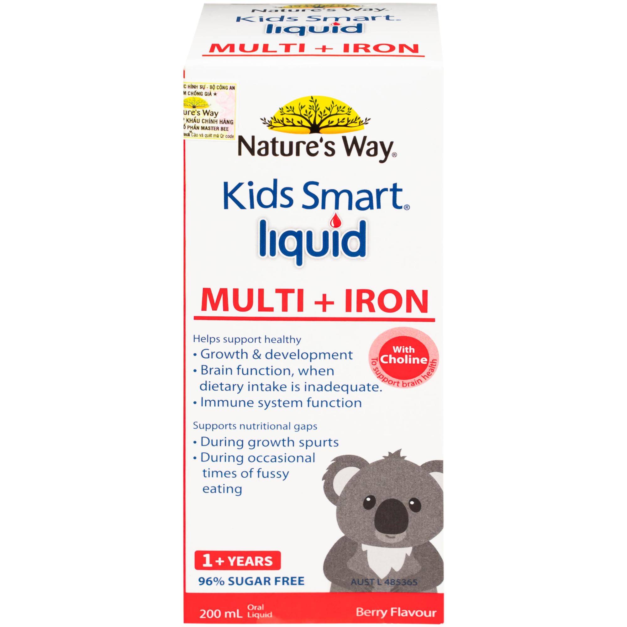 Siro hỗ trợ tăng sức đề kháng Kids Smart Liquid Multi + Iron Nature's Way (200ml)