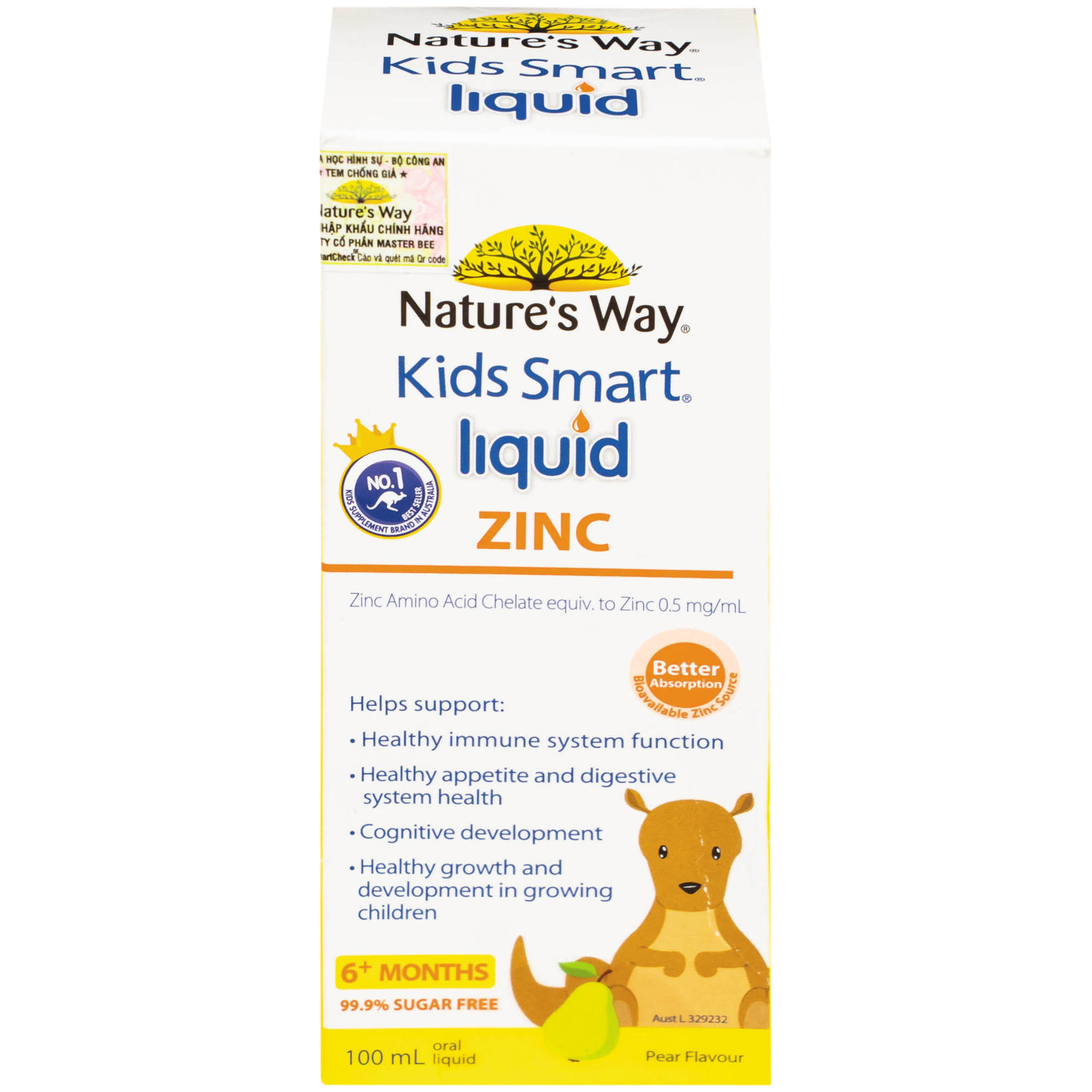 Siro hỗ trợ kích thích thèm ăn Kids Smart Liquid Zinc Nature's Way (100ml)