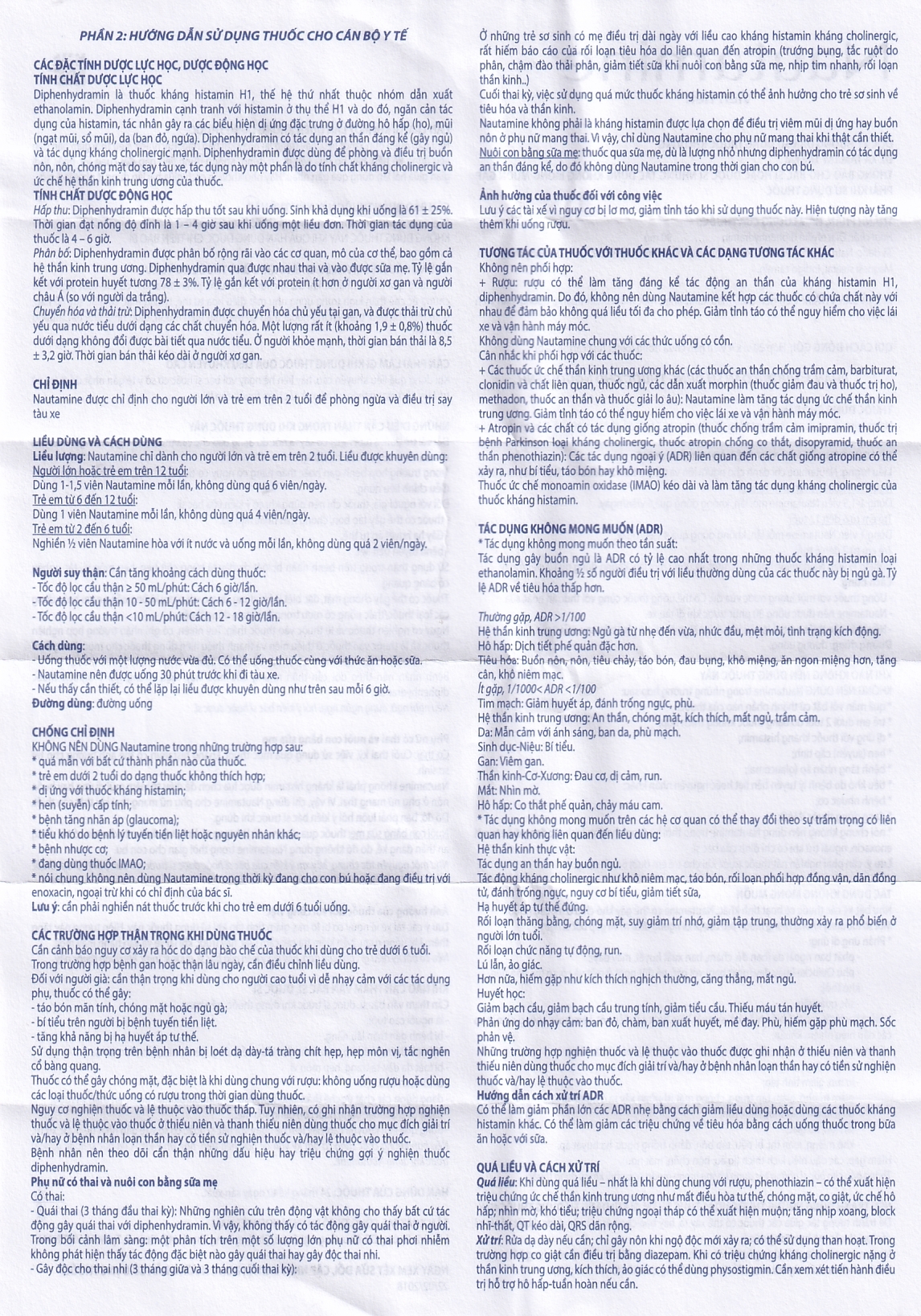 Viên nén Nautamine Sanofi phòng ngừa và điều trị say tàu xe (20 vỉ x 4 viên)