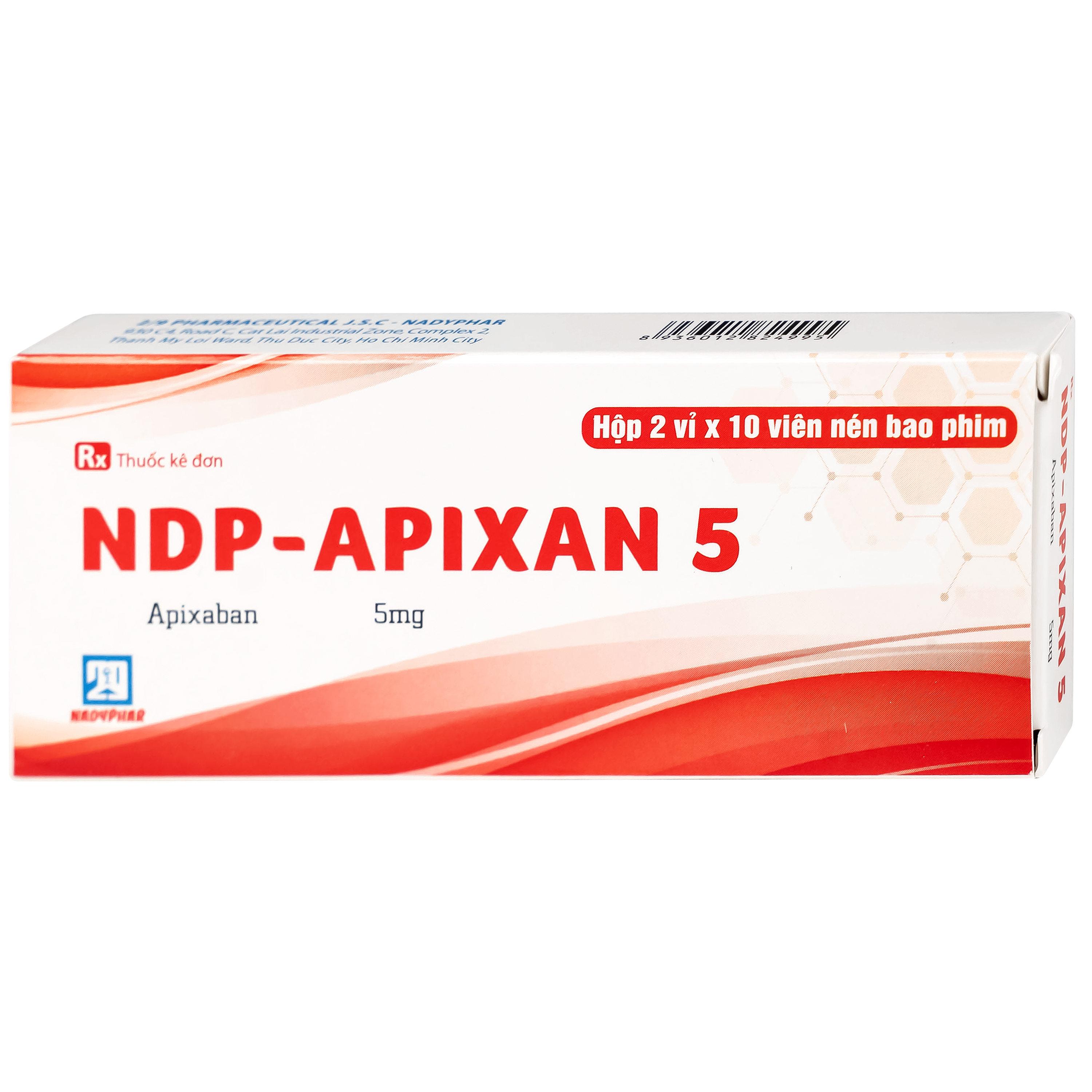 Thuốc NDP-Apixan 5mg Nadyphar hỗ trợ phòng ngừa đột quỵ, tăng huyết áp (2 vỉ x 10 viên)