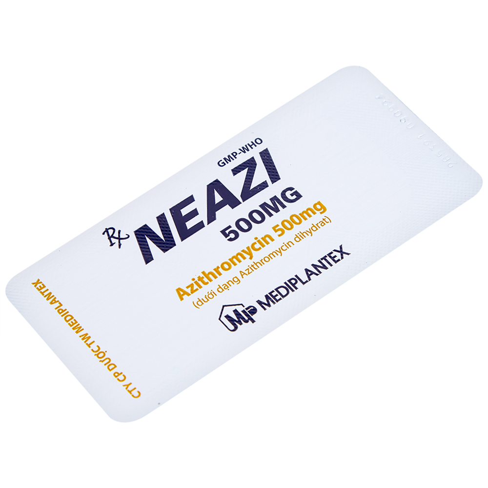 Viên nén Neazi 500mg Mediplantex điều trị viêm xoang cấp, viêm họng, amidan (1 vỉ x 3 viên)