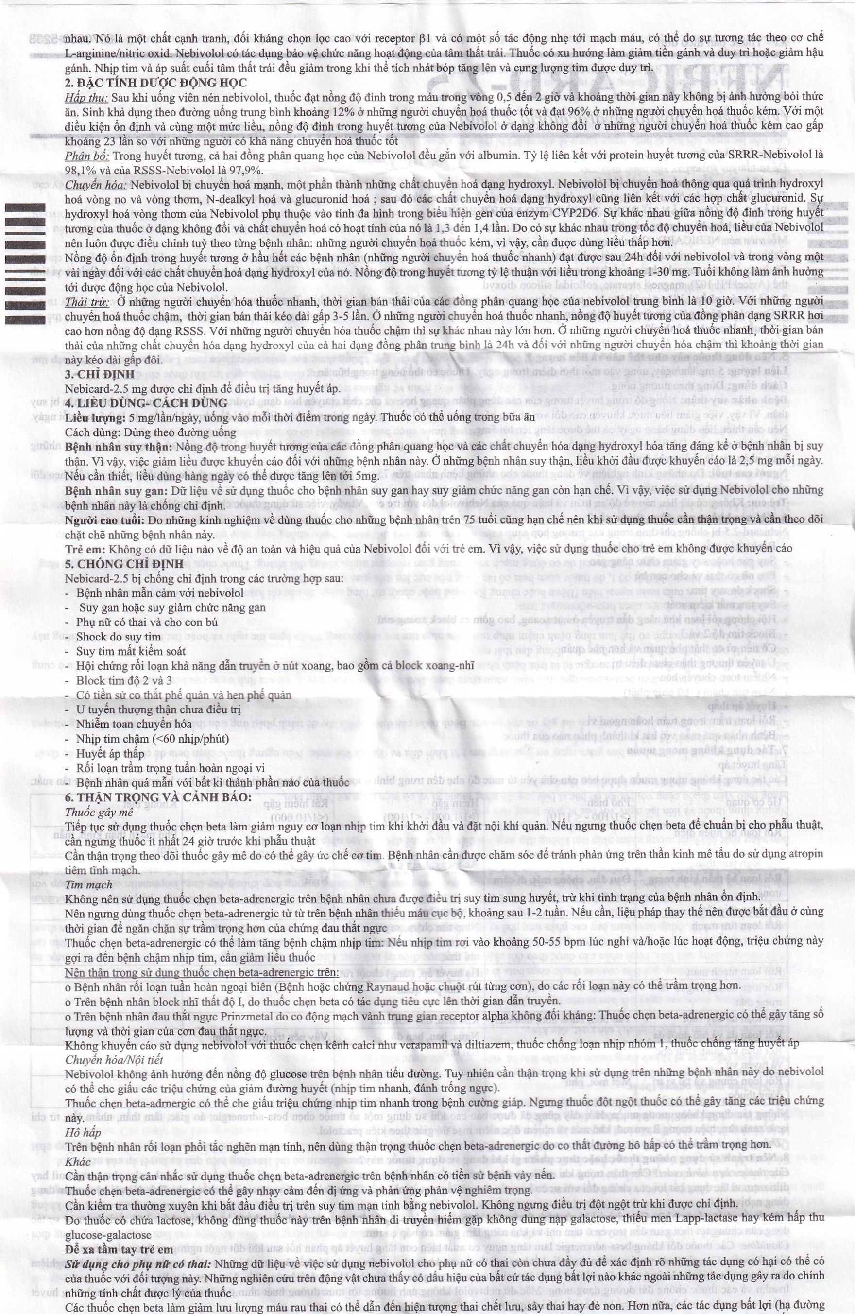 Viên nén Nebicard 2.5 Torrent điều trị tăng huyết áp (5 vỉ x 10 viên)