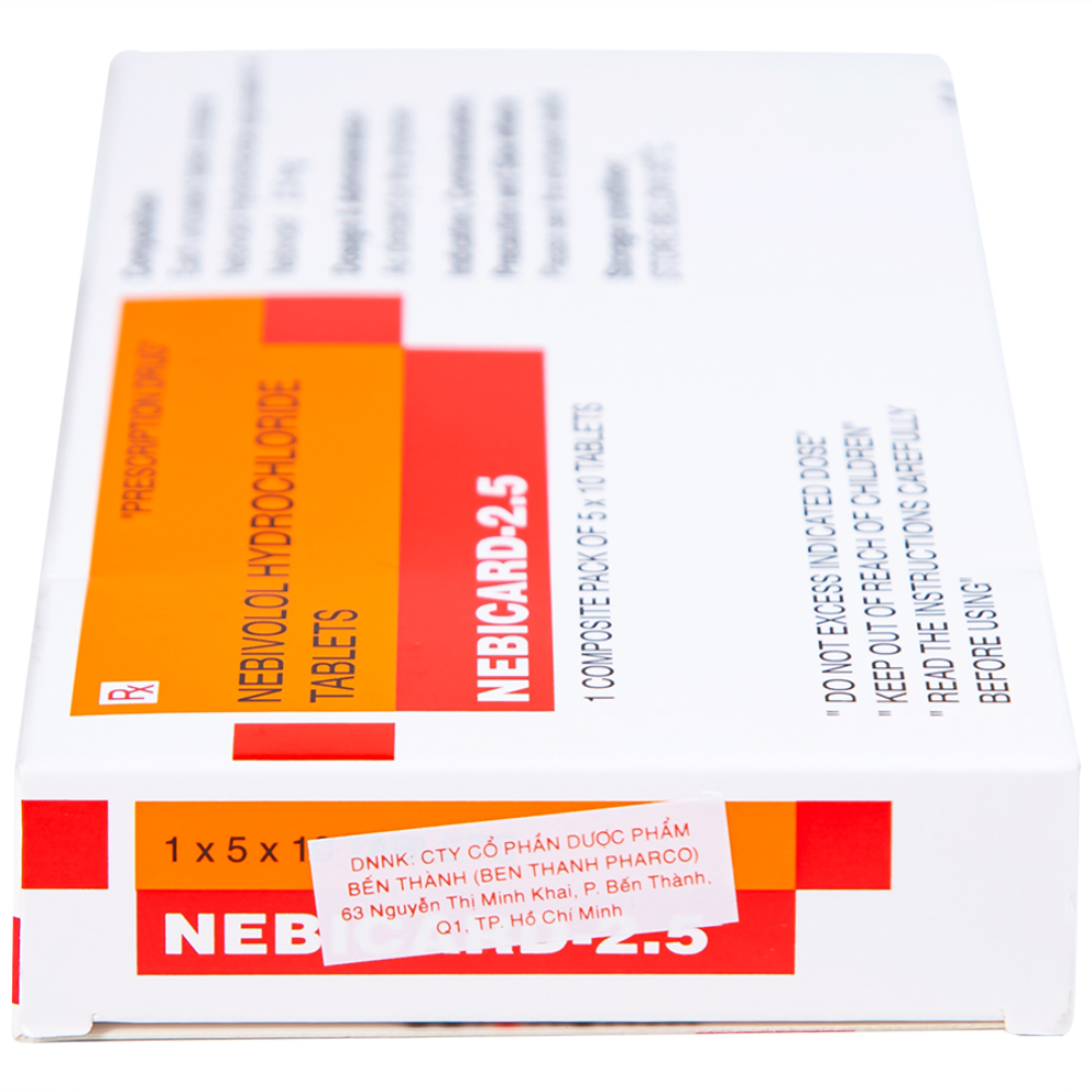 Viên nén Nebicard 2.5 Torrent điều trị tăng huyết áp (5 vỉ x 10 viên)