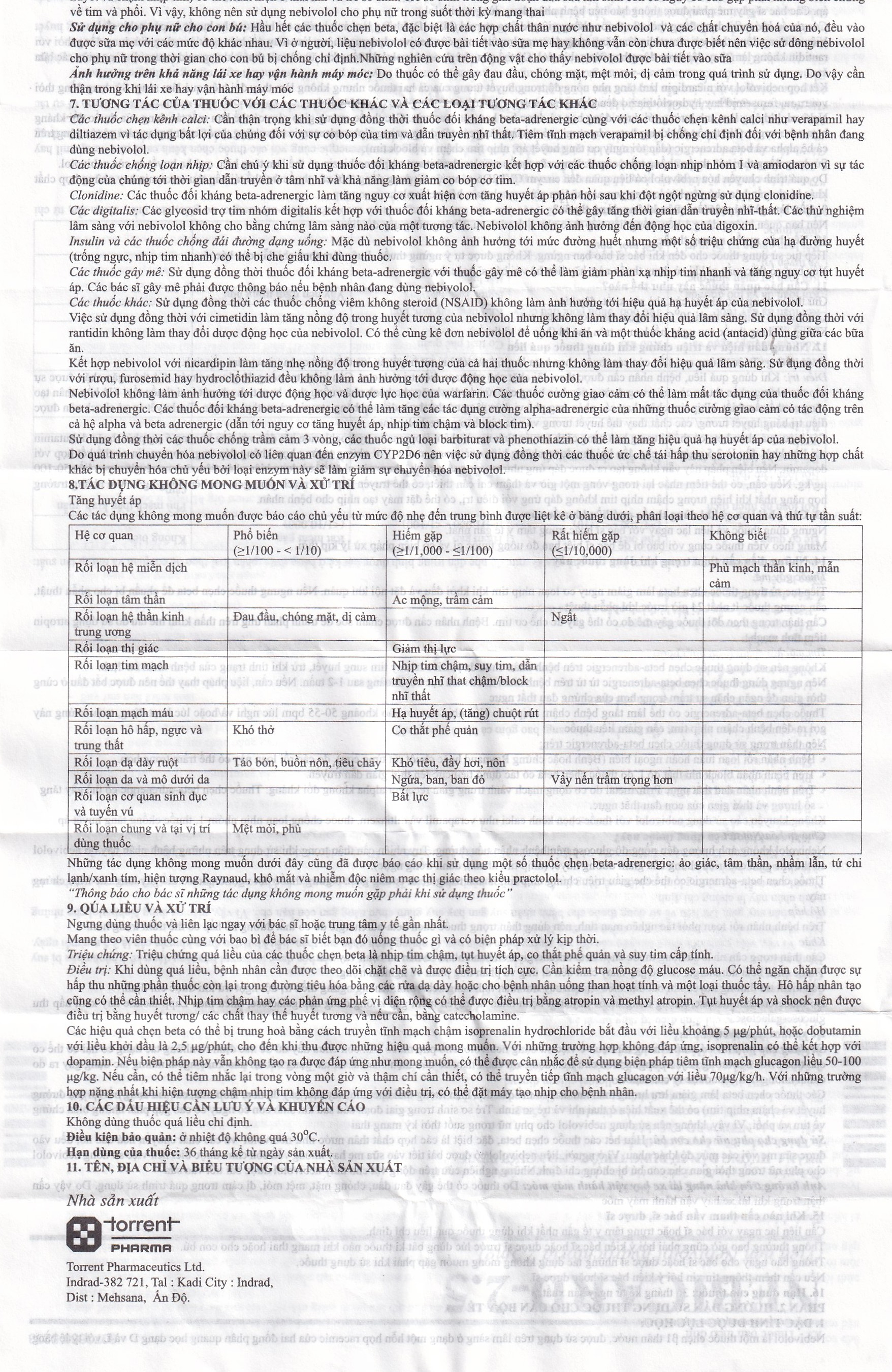 Viên nén Nebicard 2.5 Torrent điều trị tăng huyết áp (5 vỉ x 10 viên)