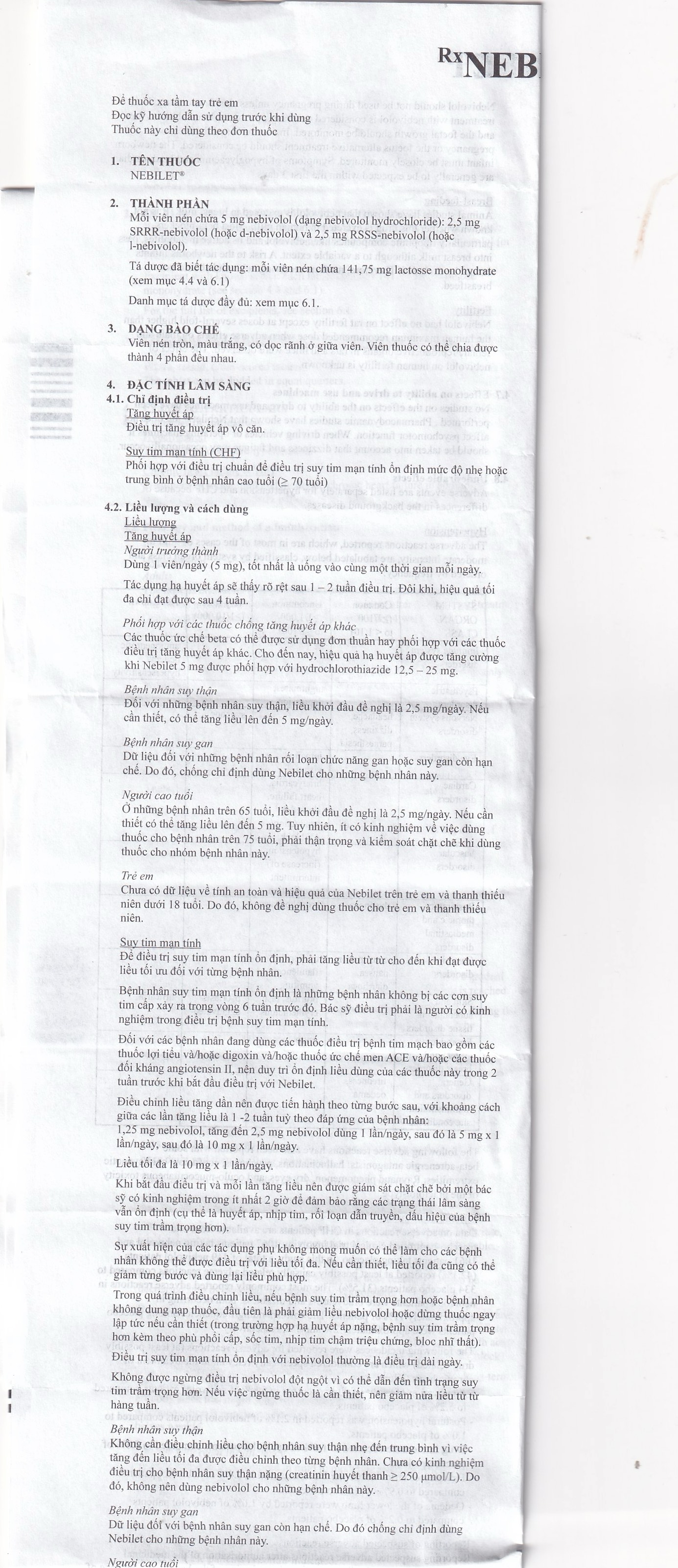 Thuốc Nebilet Nebivolol 5mg Menarini điều trị tăng huyết áp và suy tim mạn tính (2 vỉ x 14 viên)