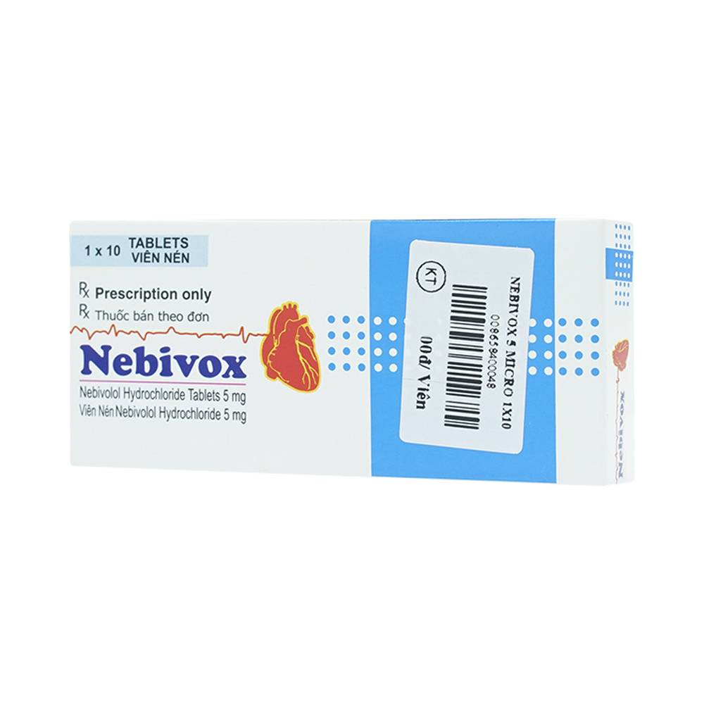 Thuốc Nebivox 5mg Micro điều trị tăng huyết áp (1 vỉ x 10 viên)
