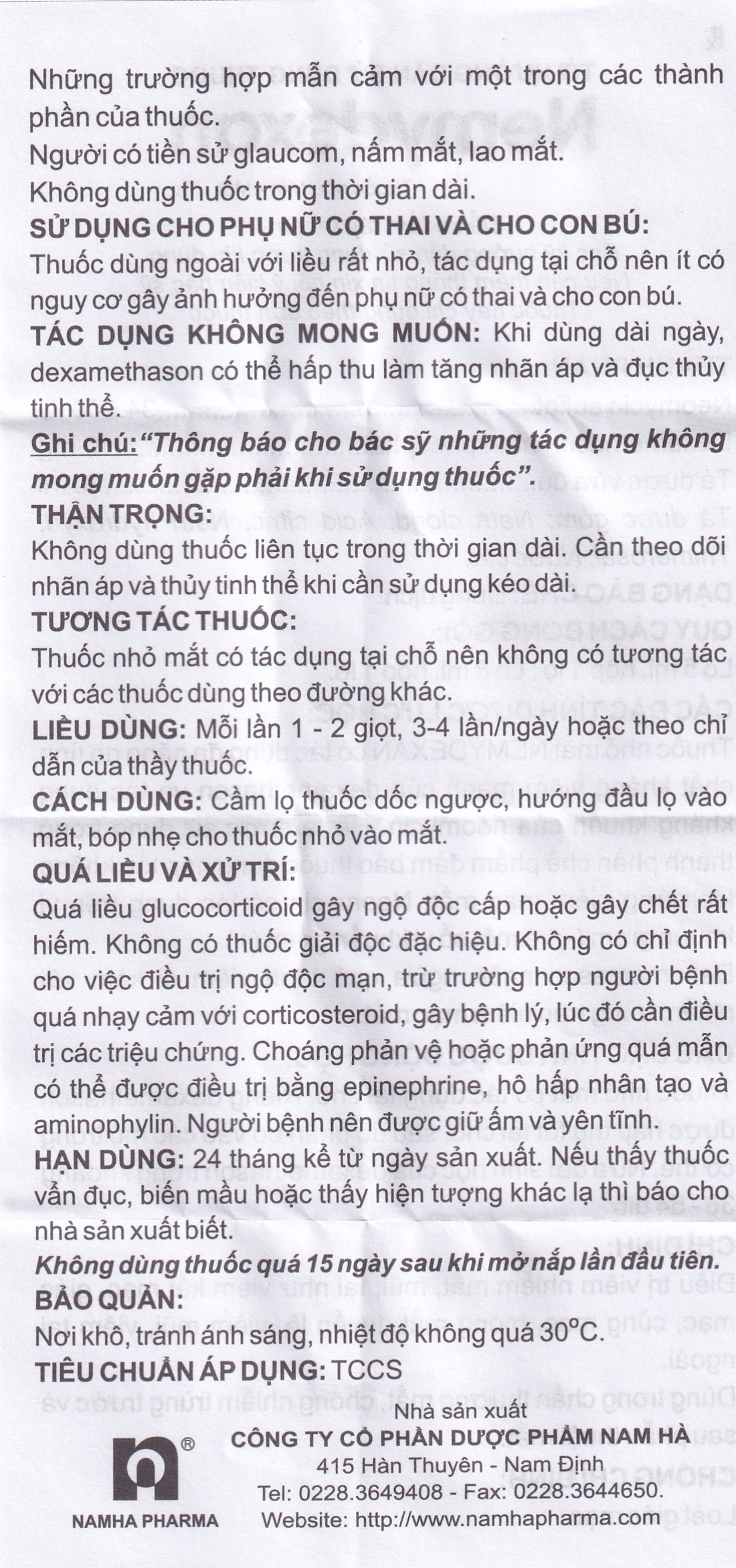 Thuốc nhỏ mắt mũi tai Nemydexan Nam Hà điều trị viêm kết mạc, viêm mũi, viêm tai ngoài (8ml)