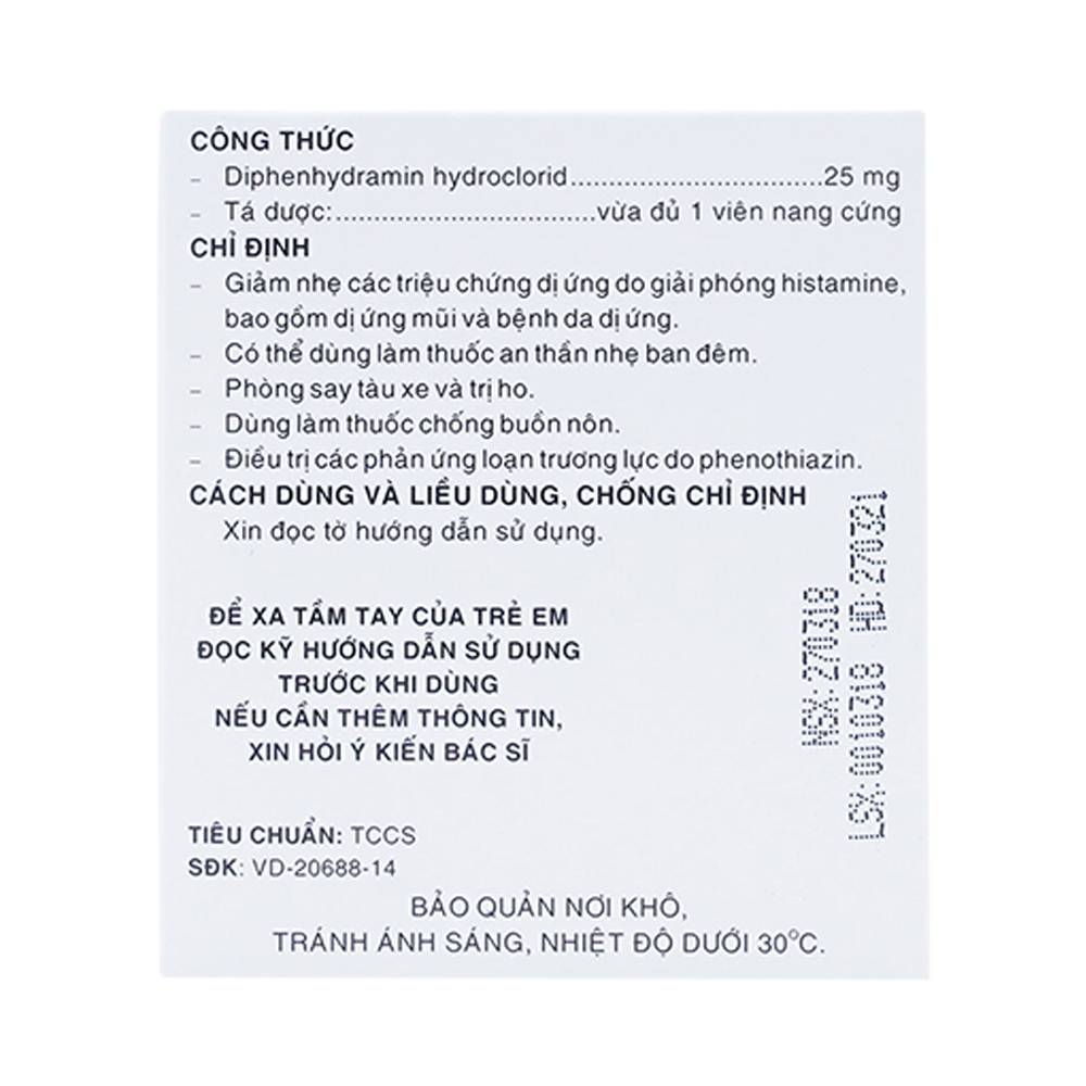 Viên nang cứng Neo-Allerfar 25mg Pharmedic giảm triệu chứng dị ứng mũi, viêm da dị ứng (10 vỉ x 10 viên)