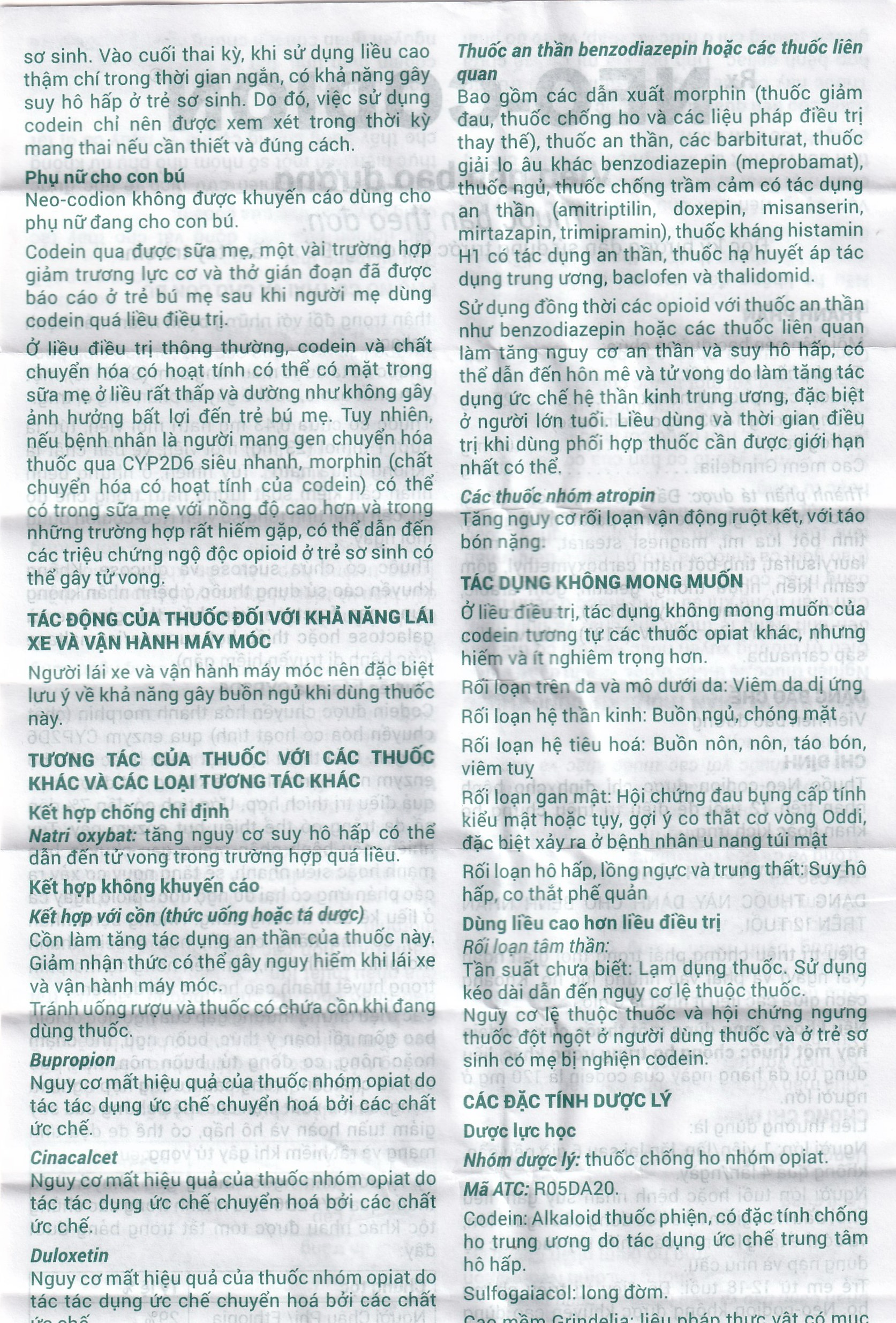 Viên nén Neo-Codion Bouchara điều trị triệu chứng ho khan (2 vỉ x 10 viên)