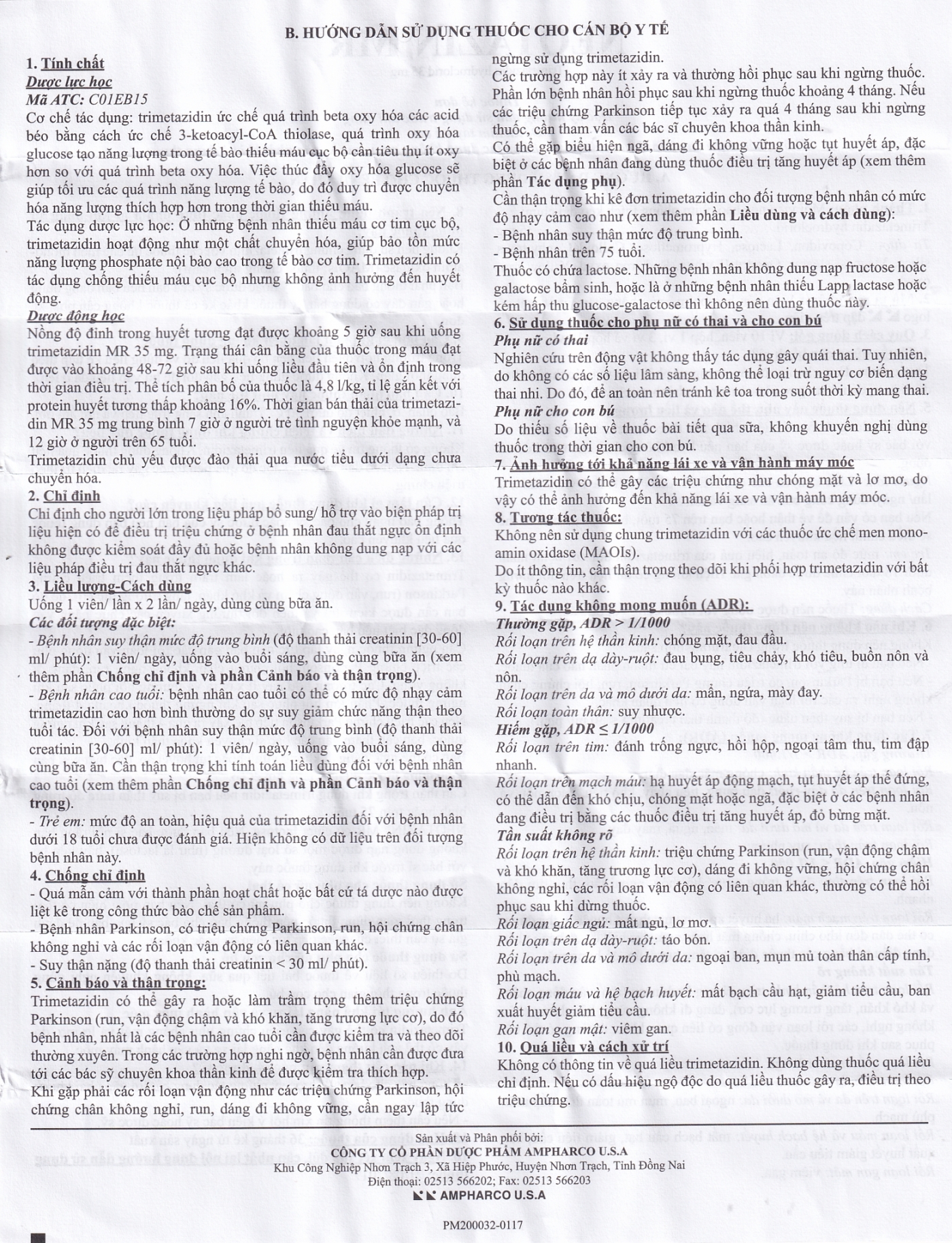 Thuốc Neotazin MR 35mg Ampharco trị đau thắt ngực (10 vỉ x 10 viên)