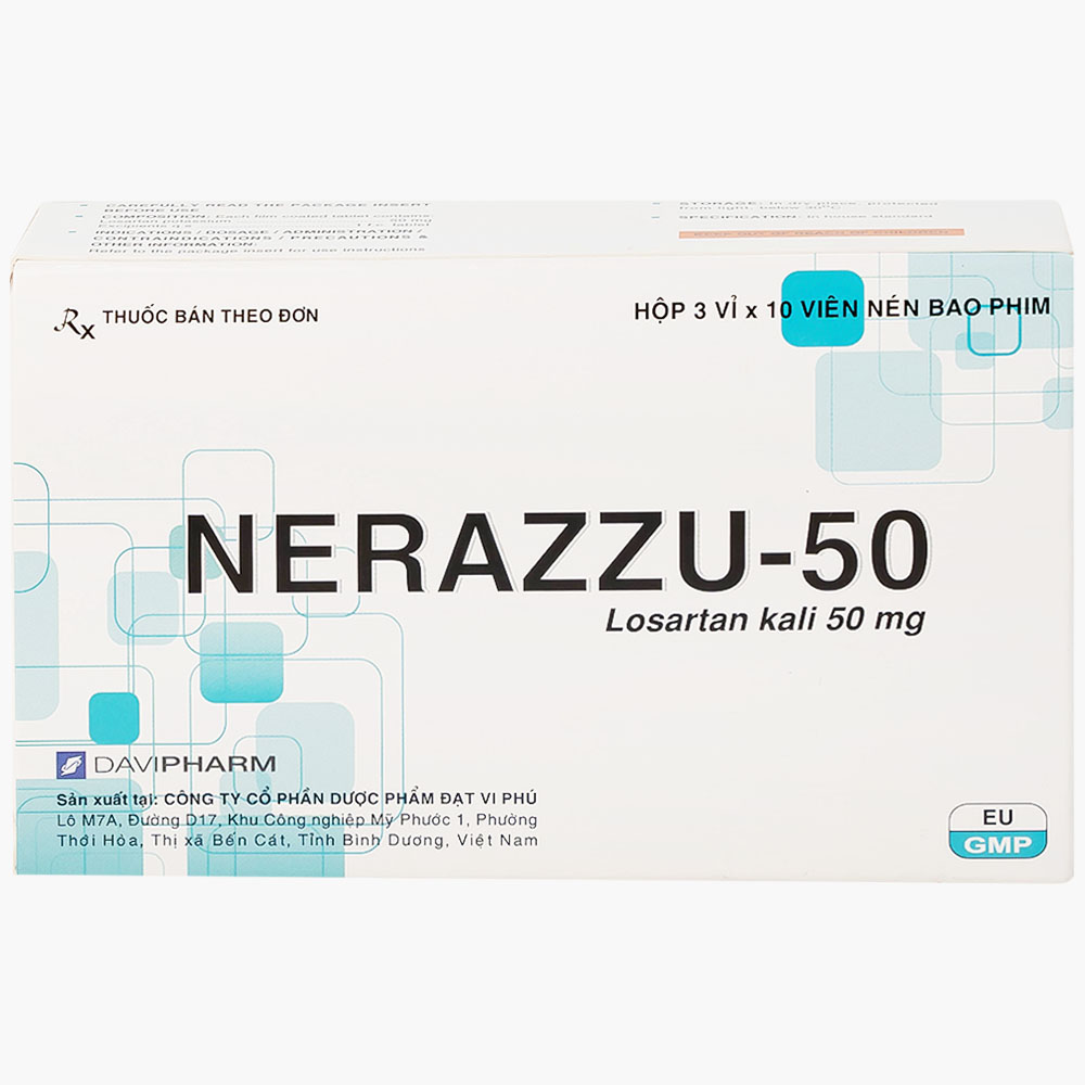 Thuốc Nerazzu 50 Davipharm điều trị tăng huyết áp (3 vỉ x 10 viên)