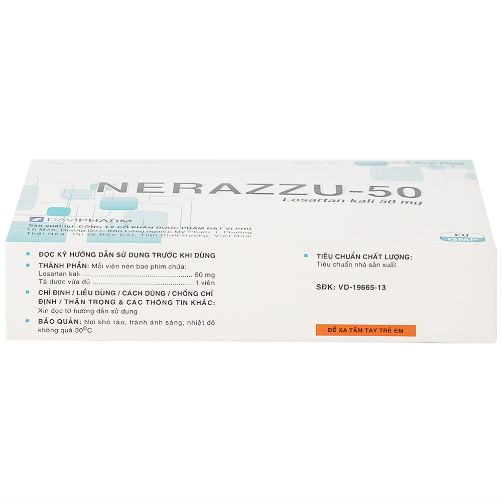 Thuốc Nerazzu 50 Davipharm điều trị tăng huyết áp (3 vỉ x 10 viên)