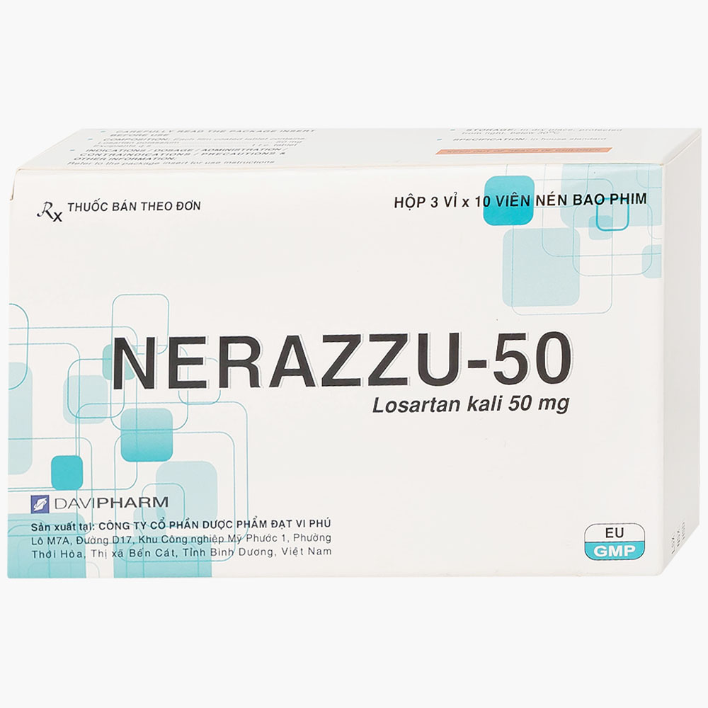 Thuốc Nerazzu 50 Davipharm điều trị tăng huyết áp (3 vỉ x 10 viên)