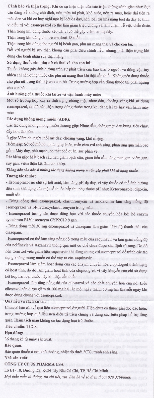 Thuốc Nesteloc 40 USP dùng ức chế bài tiết dịch vị acid dạ dày (3 vỉ x 10 viên)