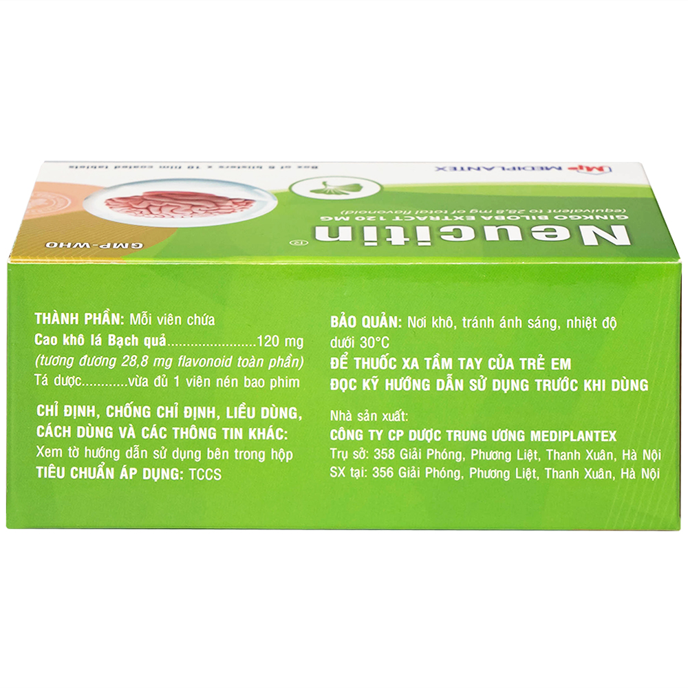 Thuốc Neucitin 120mg Mediplantex điều trị mất trí nhớ ngắn hạn (6 vỉ x 10 viên)