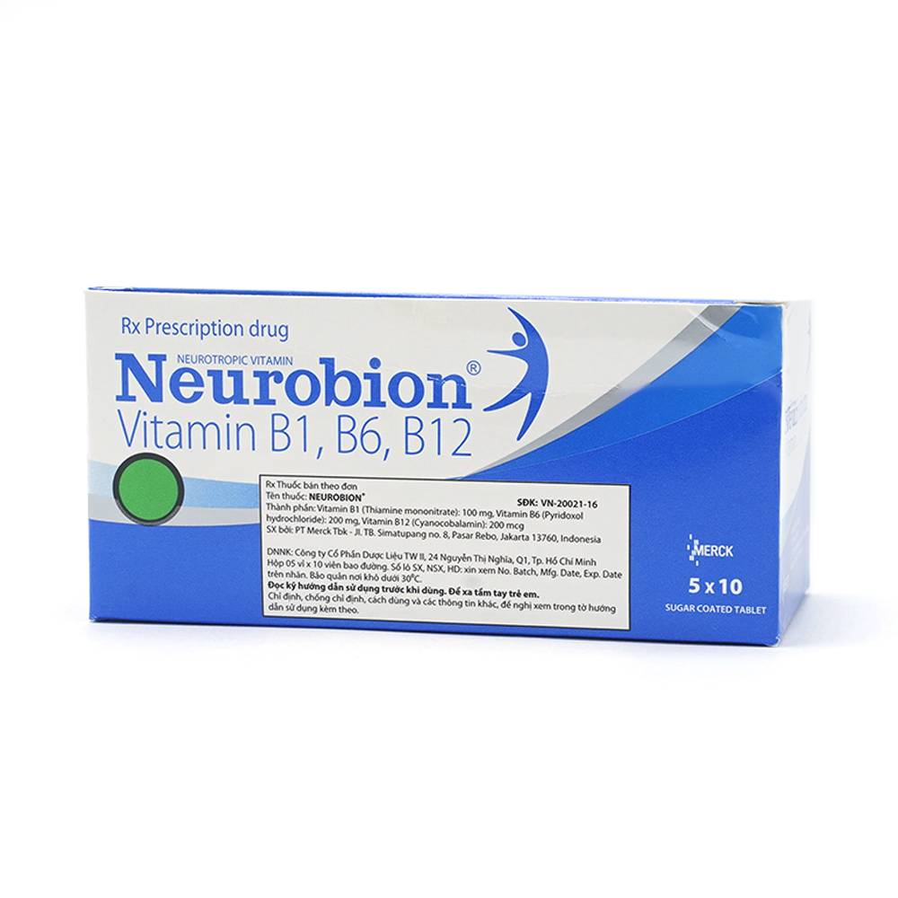 Viên nén Neurobion Merck màu xanh- điều trị rối loạn thần kinh ngoại vi (5 vỉ x 10 viên)