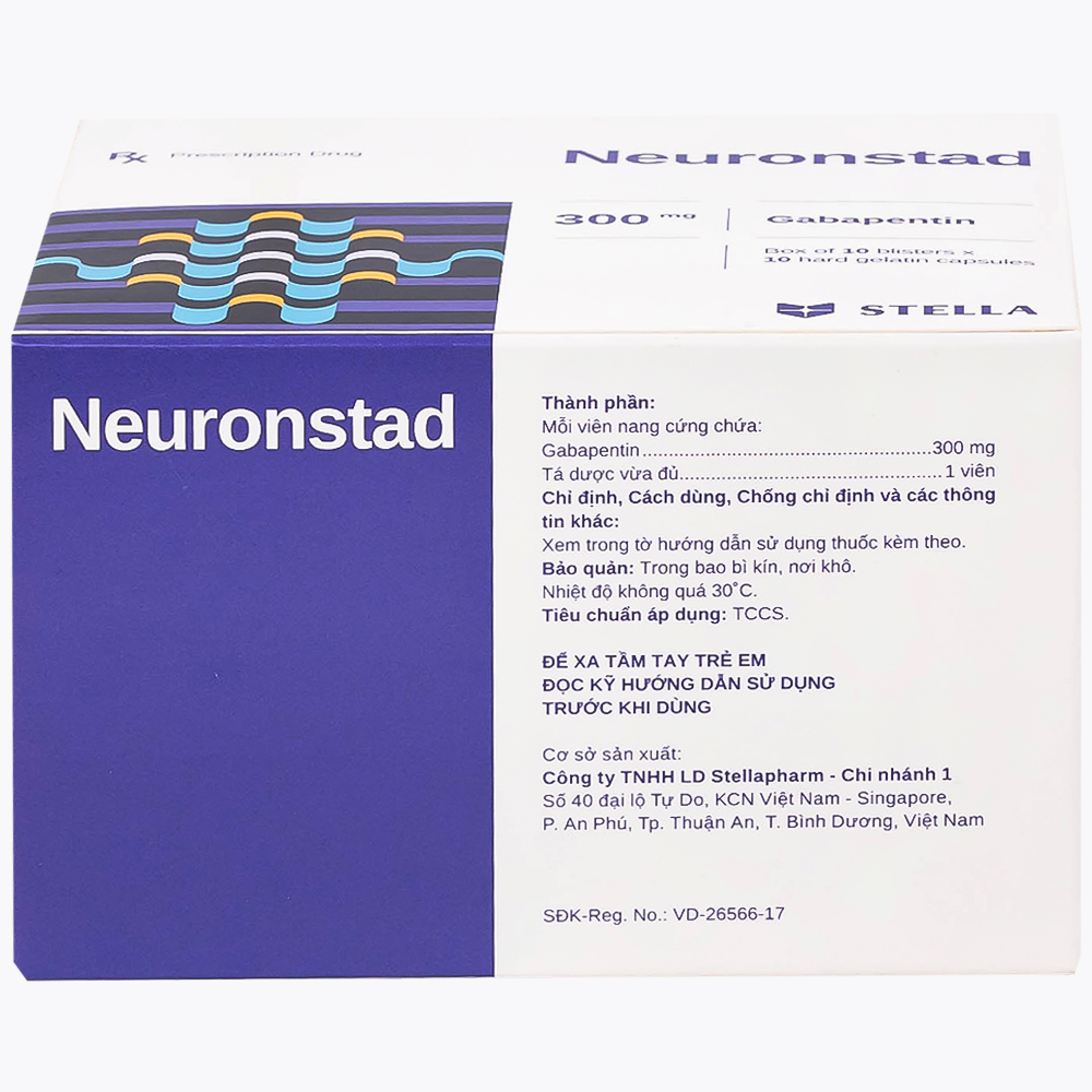 Thuốc Neuronstad 300mg Stella điều trị hỗ trợ động kinh cục bộ (10 vỉ x 10 viên)