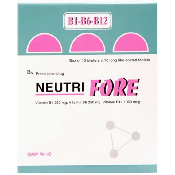 Thuốc Neutri Fore Bidiphar bổ sung một số loại vitamin nhóm B (10 vỉ x 10 viên)