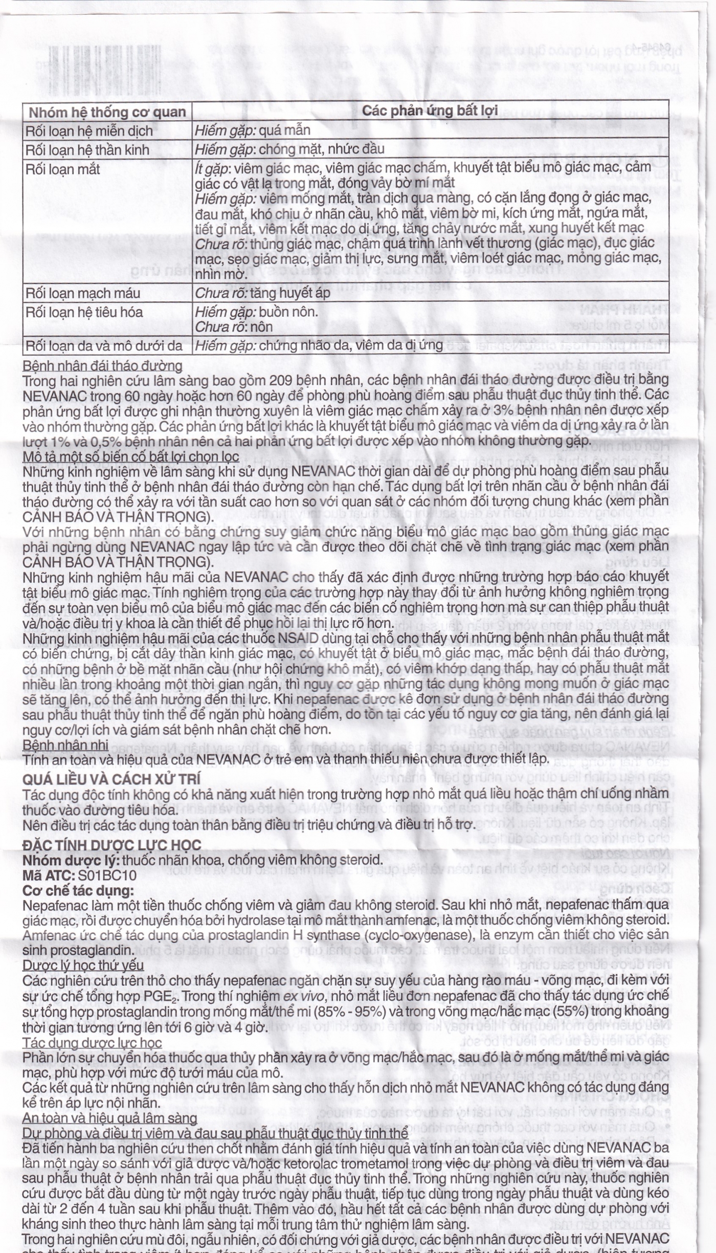 Thuốc nhỏ mắt Nevanac Alcon điều trị viêm, đau sau phẫu thuật đục thủy tinh thể (5ml)