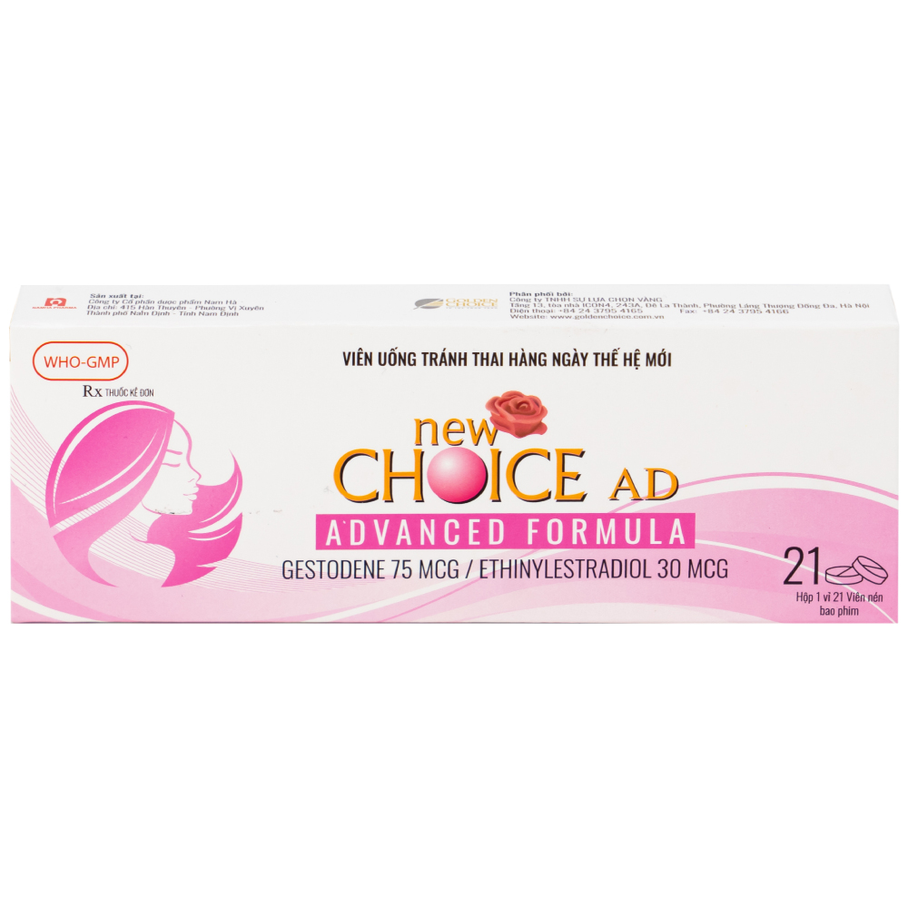 Thuốc tránh thai hàng ngày New Choice AD Advanced Formula Nam Hà (1 vỉ x 21 viên)