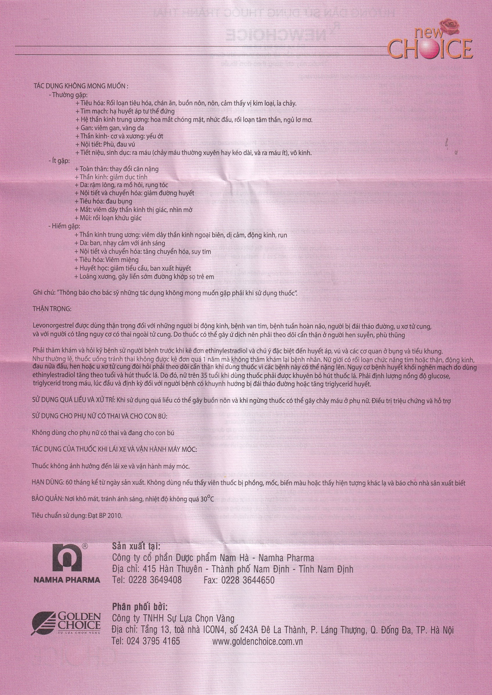 Thuốc Newchoice Nam Hà dùng để tránh thai (25 vỉ x 28 viên)