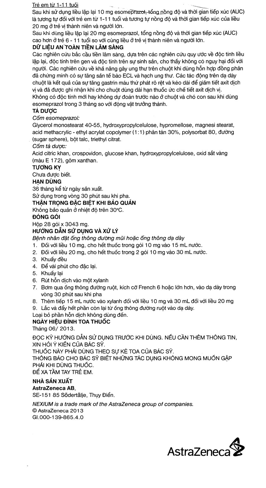 Cốm Nexium 10mg AstraZeneca điều trị trào ngược dạ dày - thực quản (28 gói)