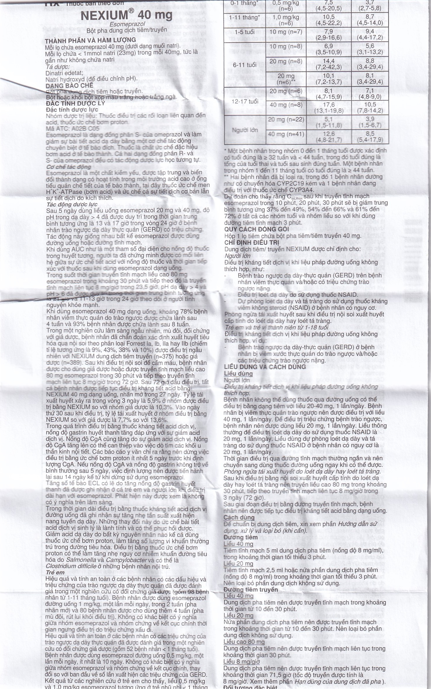 Bột pha tiêm Nexium 40mg AstraZeneca điều trị kháng tiết dịch vị, trào ngược dạ dày - thực quản (1 lọ)