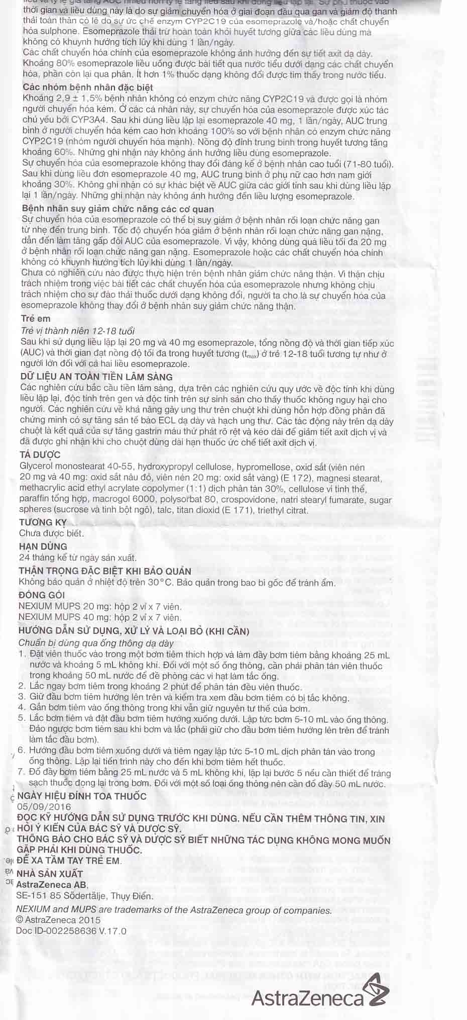 Viên nén Nexium Mups 40mg AstraZeneca điều trị trào ngược dạ dày - thực quản, loét dạ dày (2 vỉ x 7 viên)