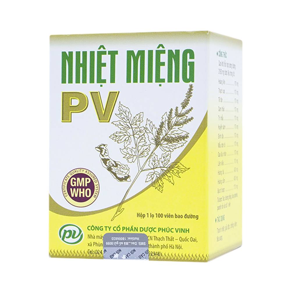 Thuốc Nhiệt Miệng PV điều trị viêm loét miệng lưỡi, miệng môi sưng đau  (100 viên)