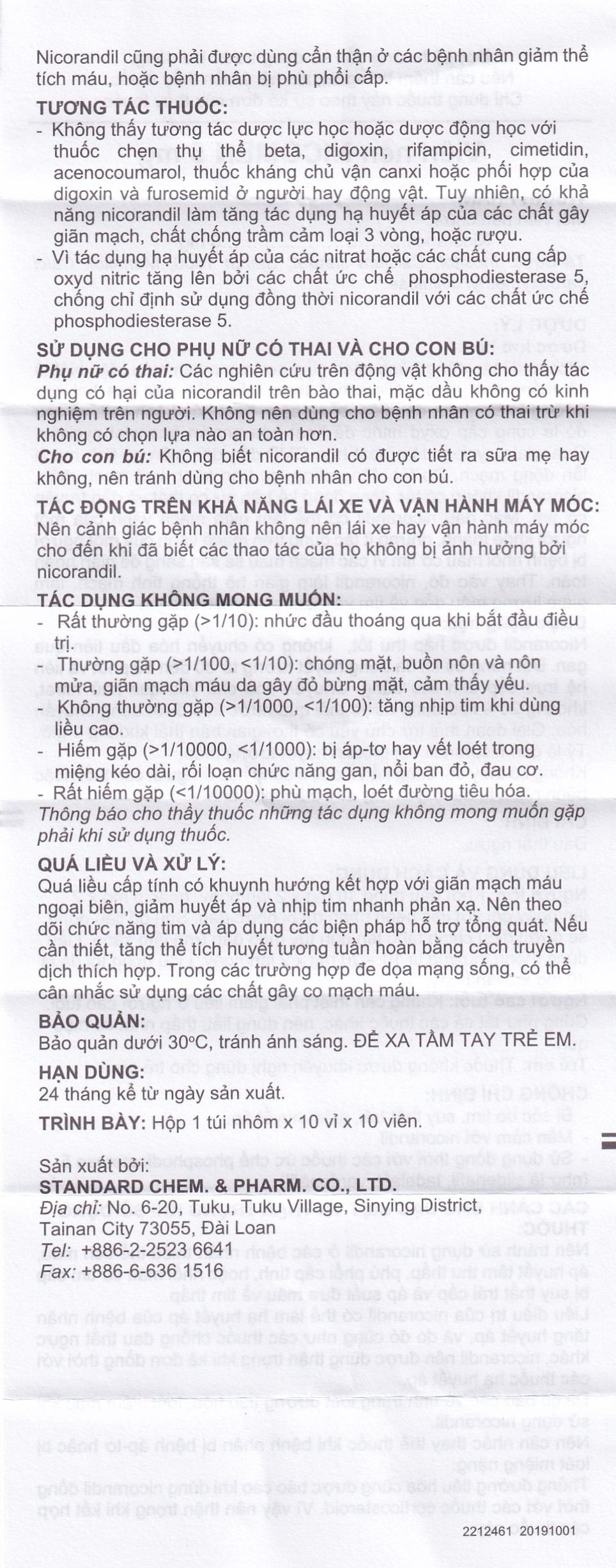 Viên nén Nicomen 5mg Standard Chem And Pharm điều trị đau thắt ngực (10 vỉ x 10 viên)