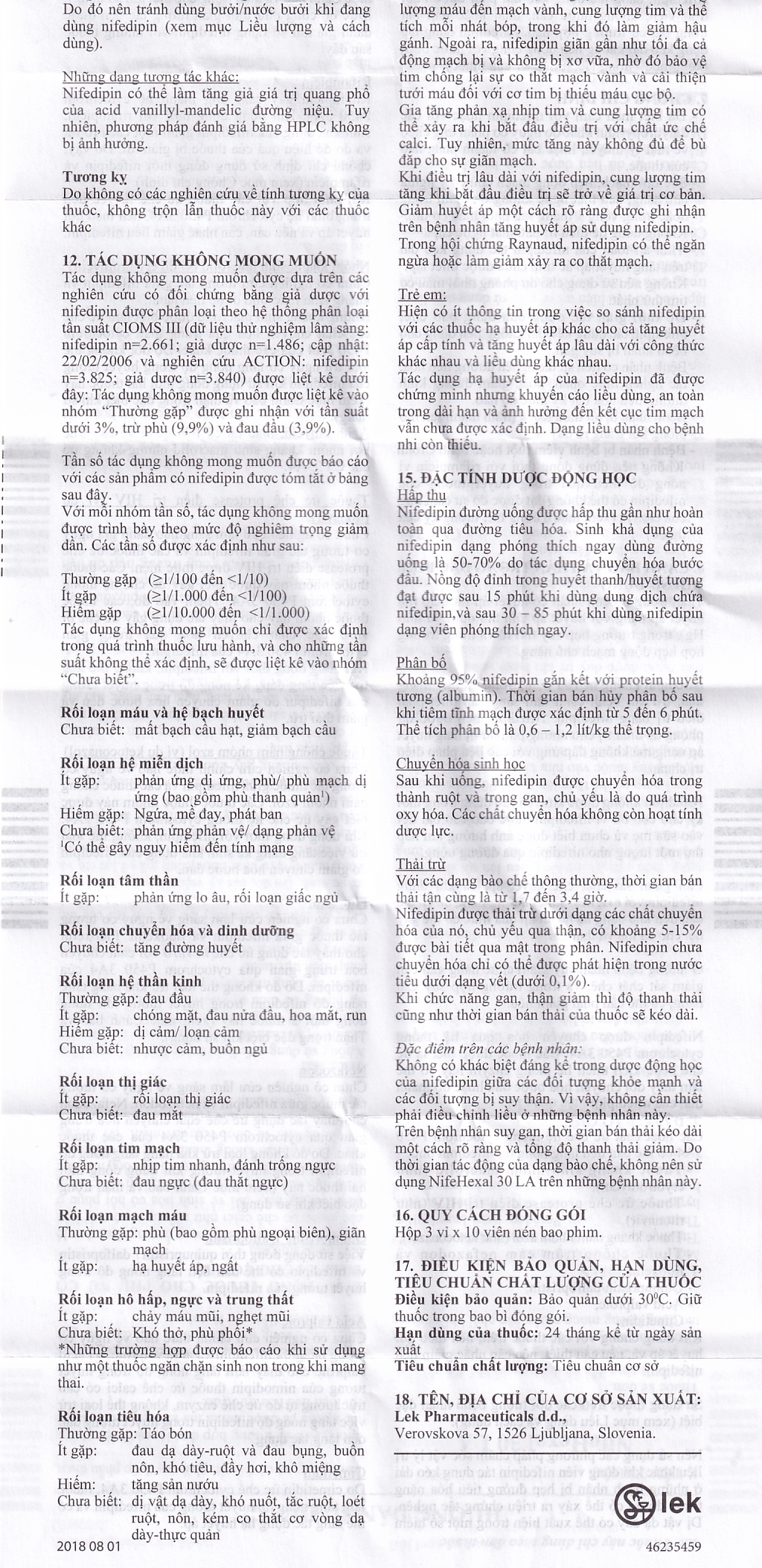 Viên nén NifeHexal 30 LA Sandoz điều trị tăng huyết áp (3 vỉ x 10 viên)