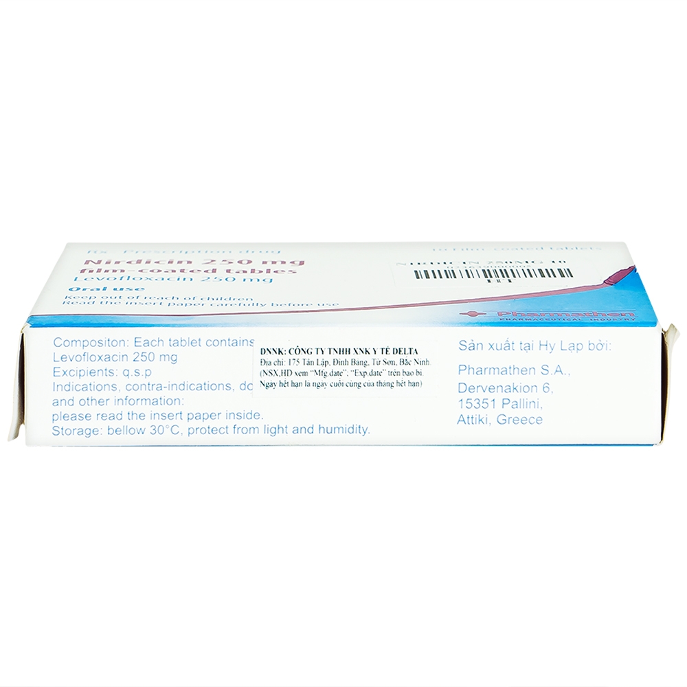 Thuốc Nirdicin 250mg Pharmathen điều trị viêm phổi, viêm thận - bể thận, viêm tuyến tiền liệt (10 viên)