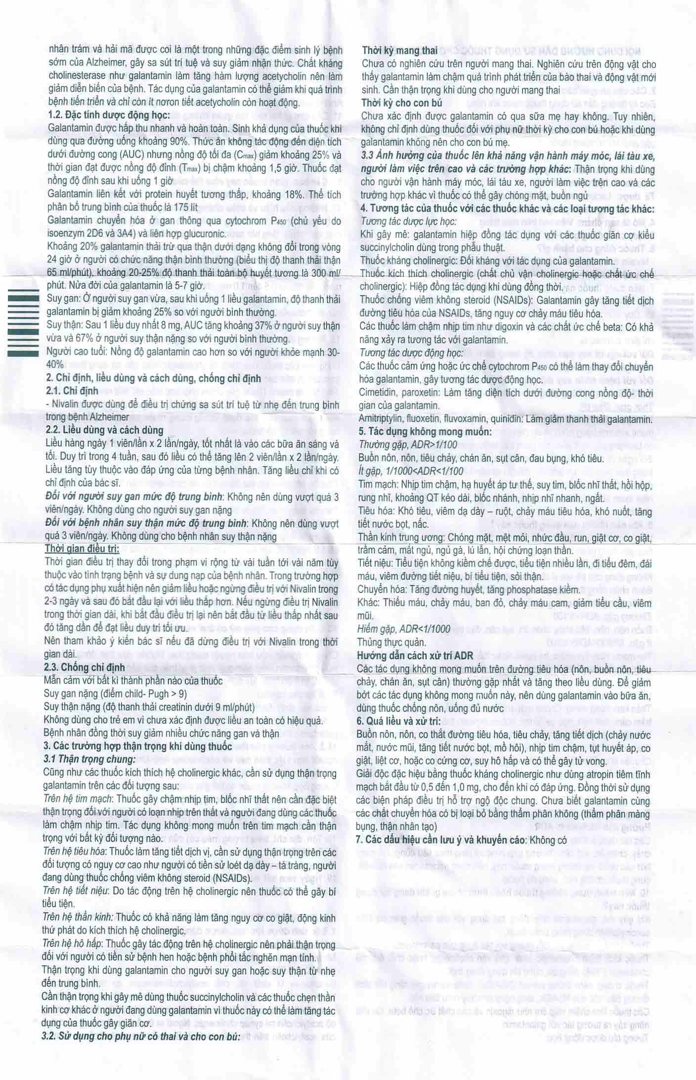 Viên nén Nivalin 5mg Sopharma điều trị sa sút trí tuệ, Alzheimer (1 vỉ x 20 viên) 