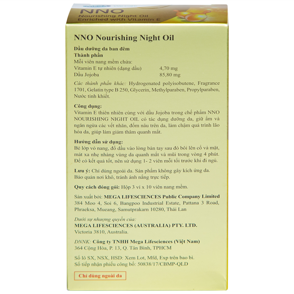 Dầu dưỡng da ban đêm NNO Nourishing Night Oil giúp dưỡng ẩm, phục hồi da