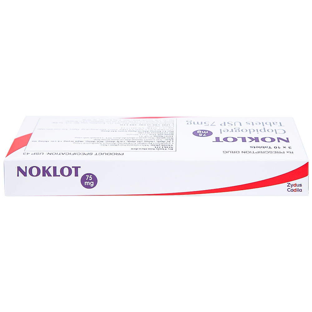 Viên nén Noklot 75mg Cadila phòng ngừa tai biến xơ vữa động mạch (3 vỉ x 10 viên)