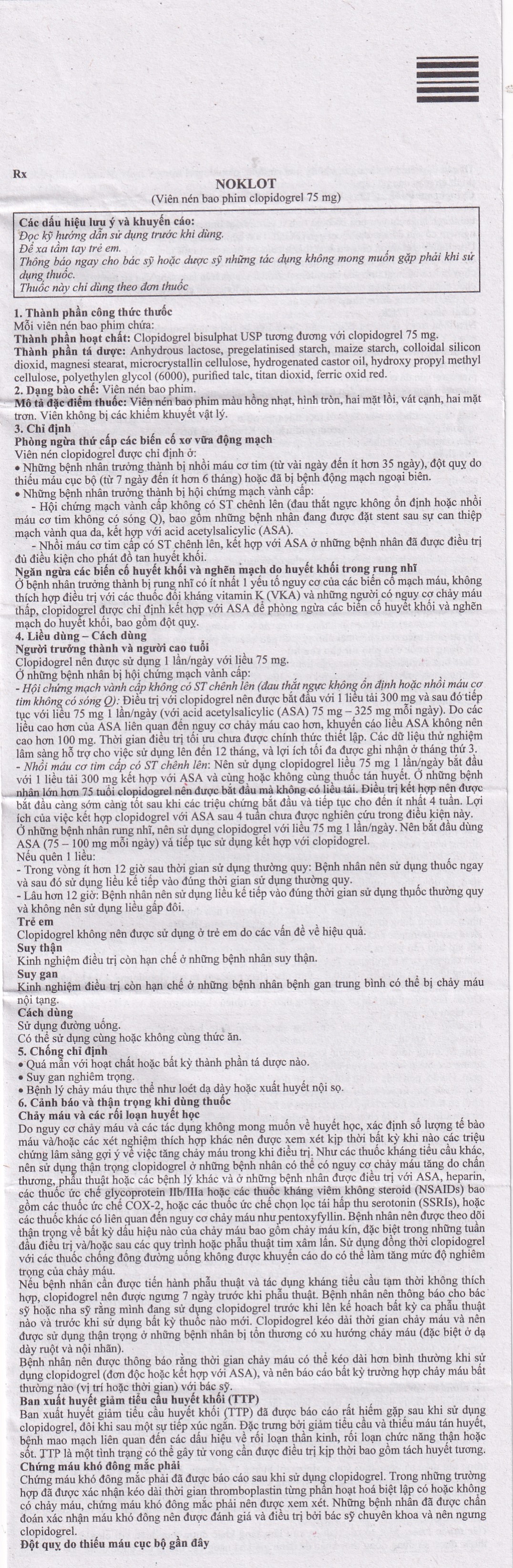 Thuốc Noklot 75mg Zydus phòng ngừa biến cố xơ vữa động mạch (3 vỉ x 10 viên)