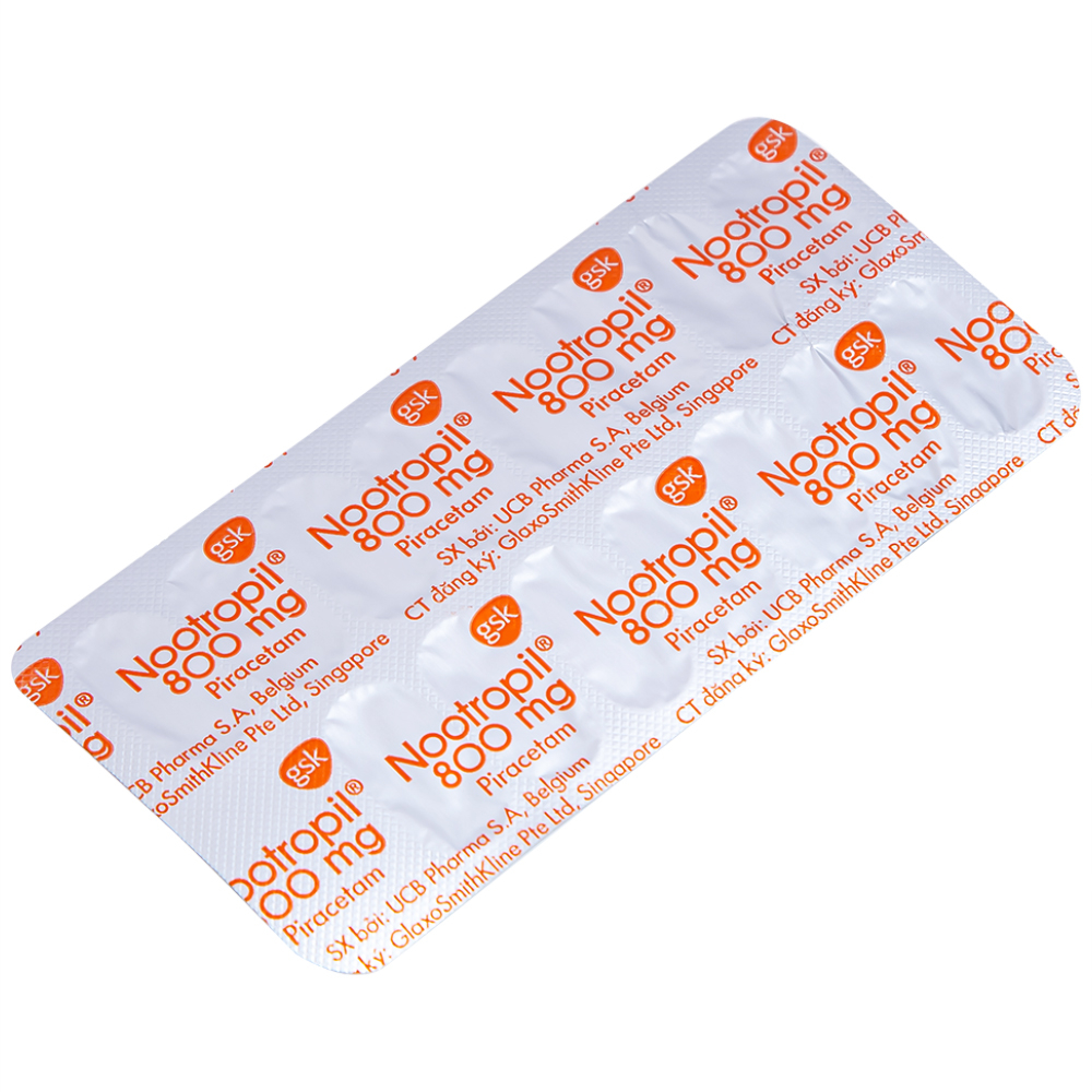 Viên nén Nootropil 800mg GSK điều trị hội chứng tâm thần (3 vỉ x 15 viên)