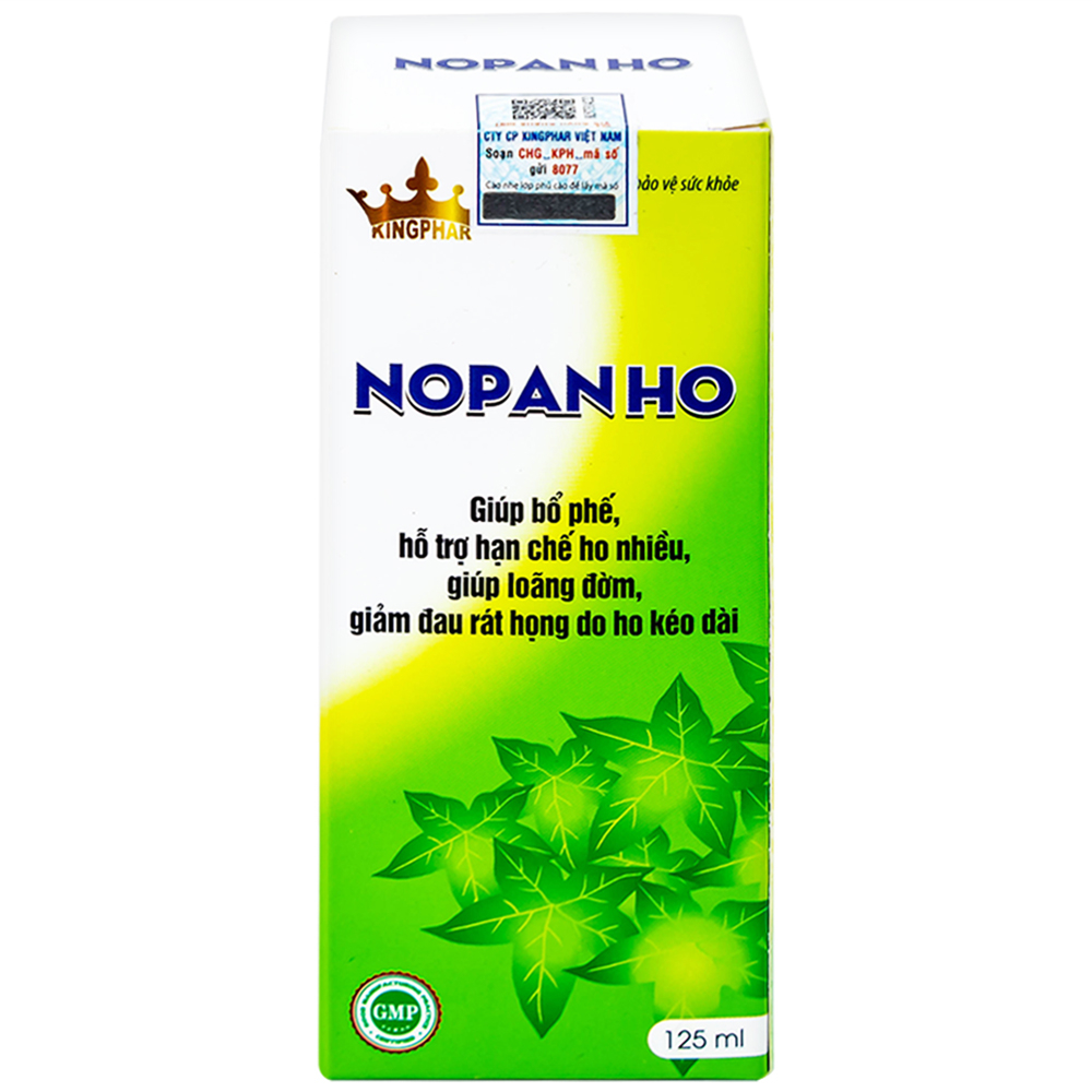 Siro giúp bổ phế, hạn chế ho nhiều, loãng đờm, giảm đau rát họng do ho Nopanho Kingphar (125ml)