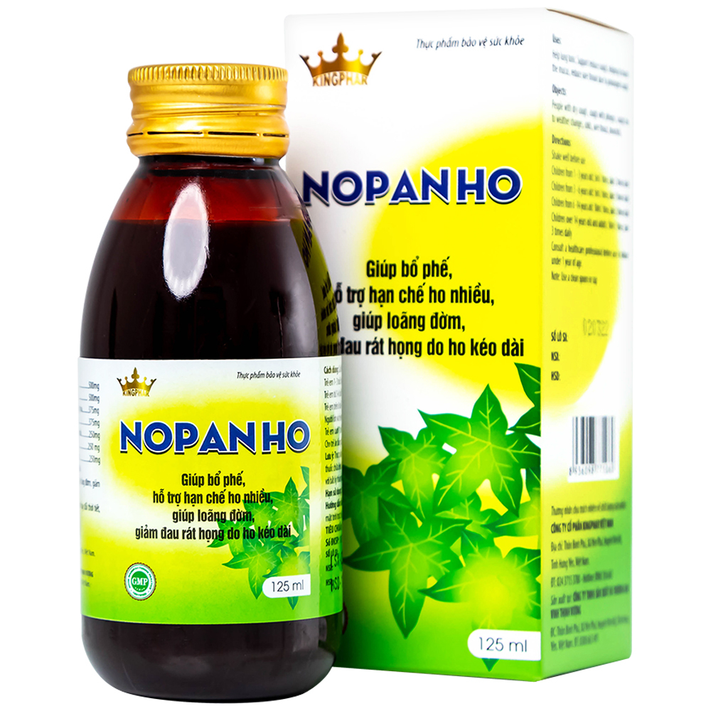 Siro giúp bổ phế, hạn chế ho nhiều, loãng đờm, giảm đau rát họng do ho Nopanho Kingphar (125ml)