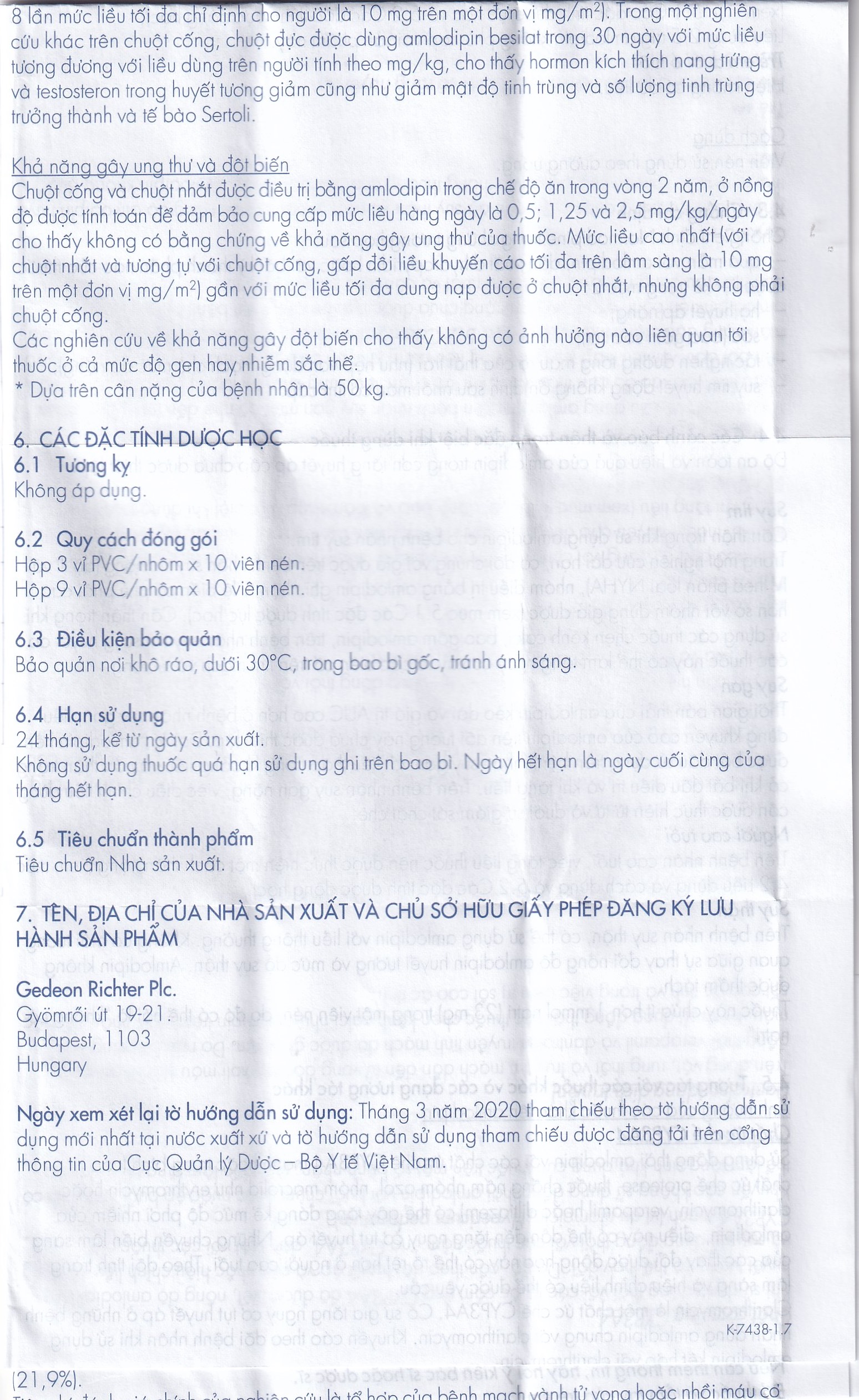 Viên nén Normodipine 5mg Gedeon điều trị tăng huyết áp, đau thắt ngực ổn định (3 vỉ x 10 viên)