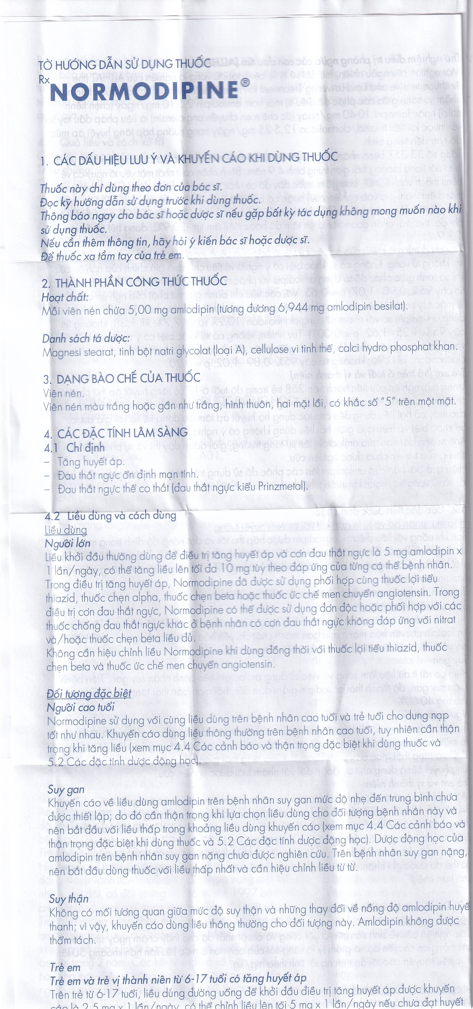 Viên nén Normodipine 5mg Gedeon điều trị tăng huyết áp, đau thắt ngực ổn định (3 vỉ x 10 viên)