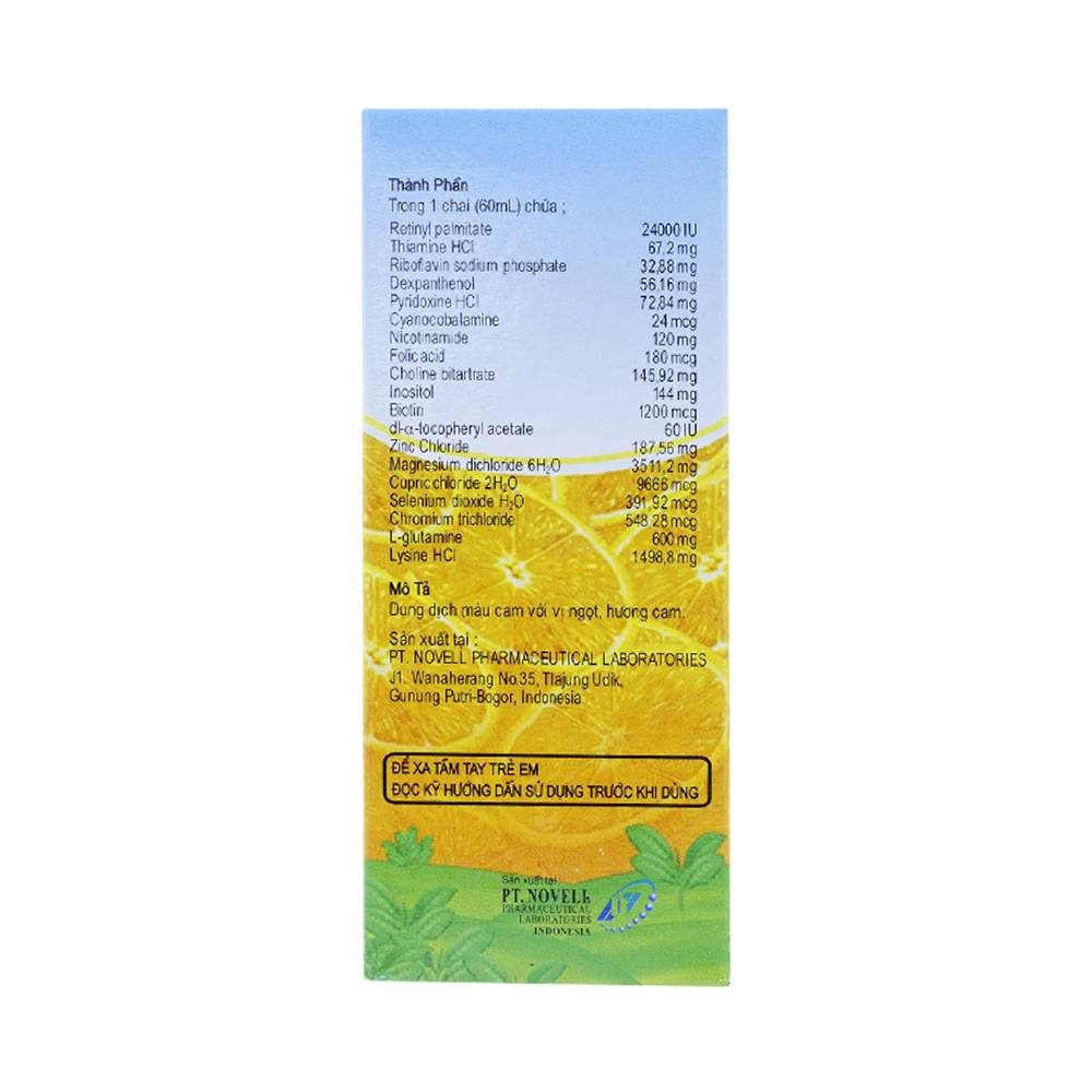 Siro NovellZamel bổ sung vitamin, khoáng chất cho trẻ em (60ml)
