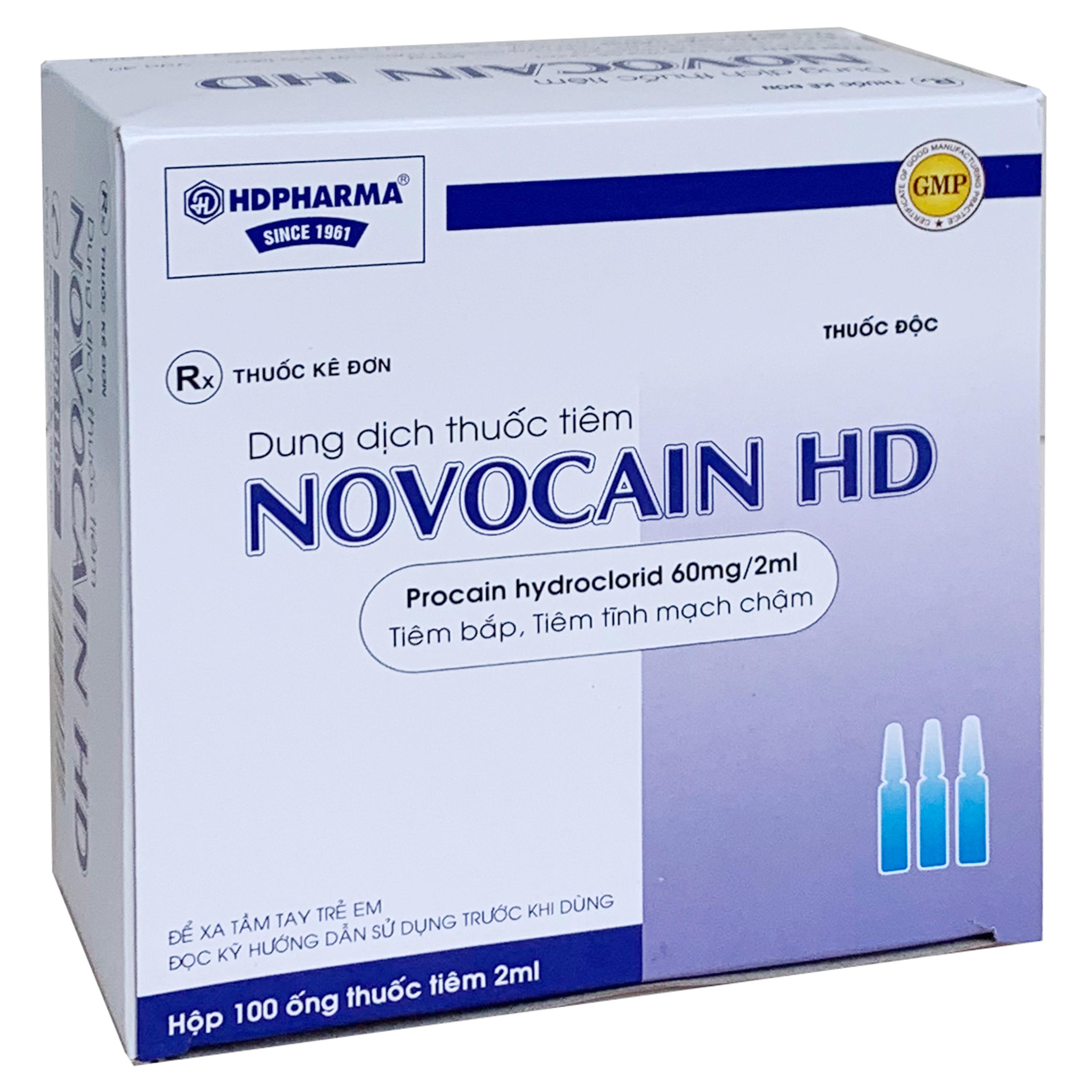 Dung dịch tiêm Novocain 3% HDpharma gây tê tại chỗ, gây tê cột sống (100 ống x 2ml)