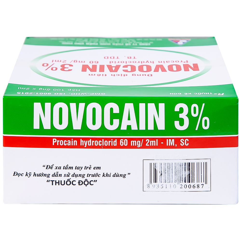 Dung dịch tiêm Novocain 3% Vinphaco gây tê tiêm thấm, gây tê vùng, gây tê tủy sống (100 ống x 2ml) 