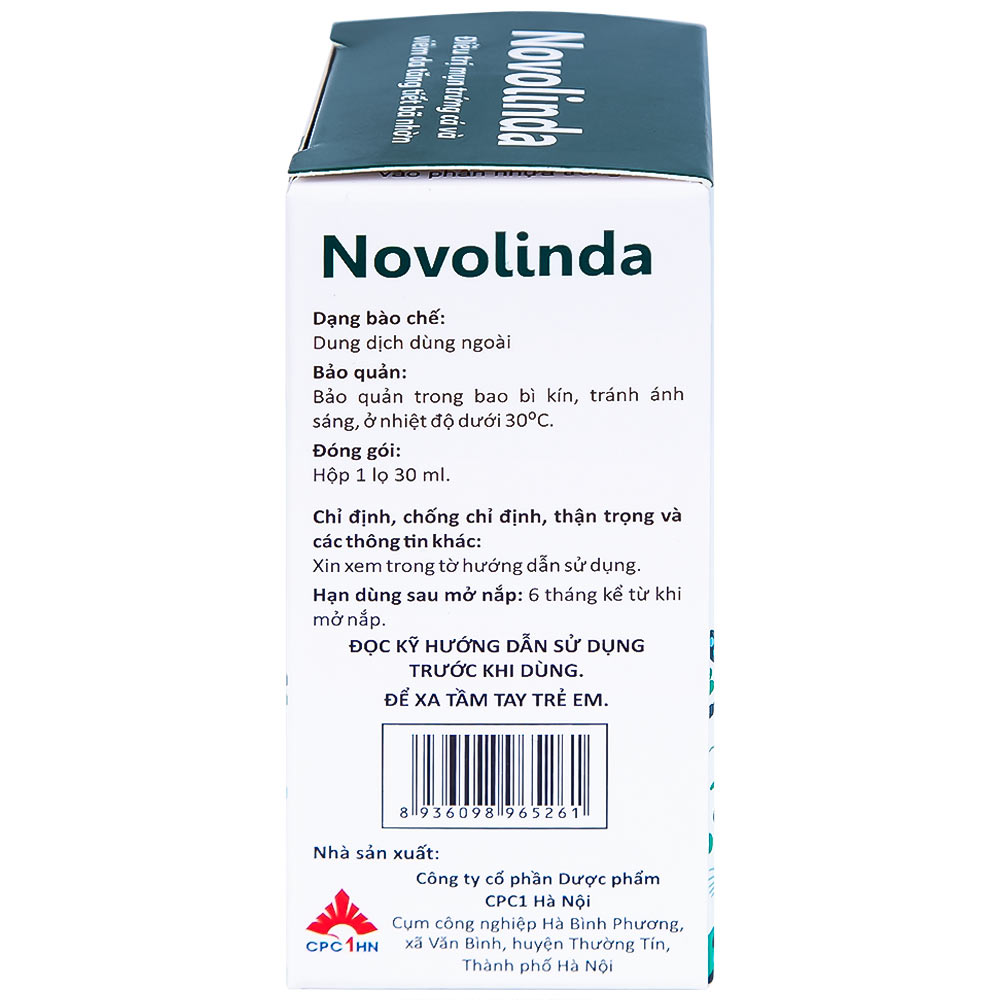 Dung dịch Novolinda CPC1 Hà Nội điều trị bệnh trứng cá, viêm nang lông (30ml)