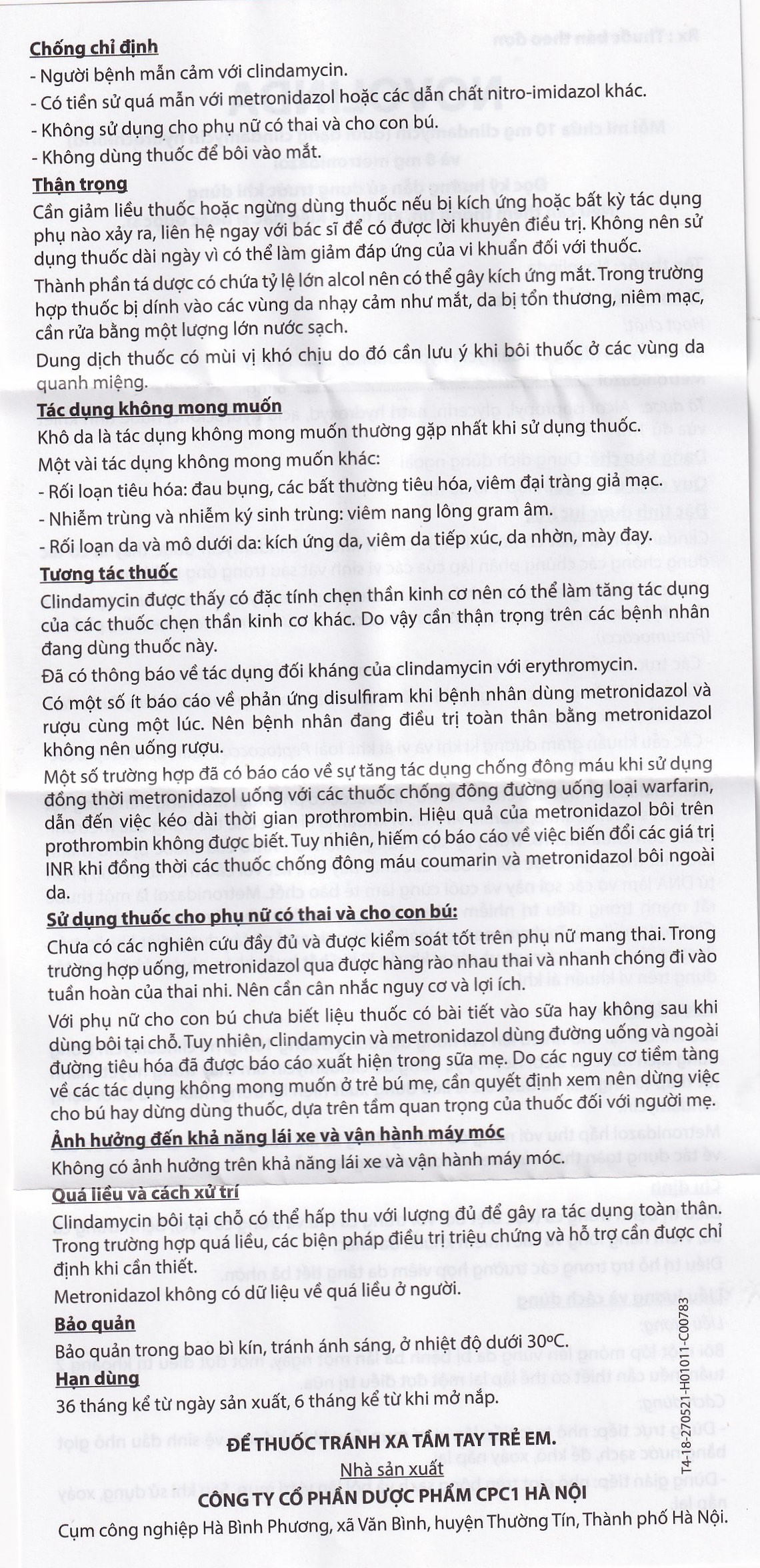 Dung dịch Novolinda CPC1 Hà Nội điều trị bệnh trứng cá, viêm nang lông (30ml)