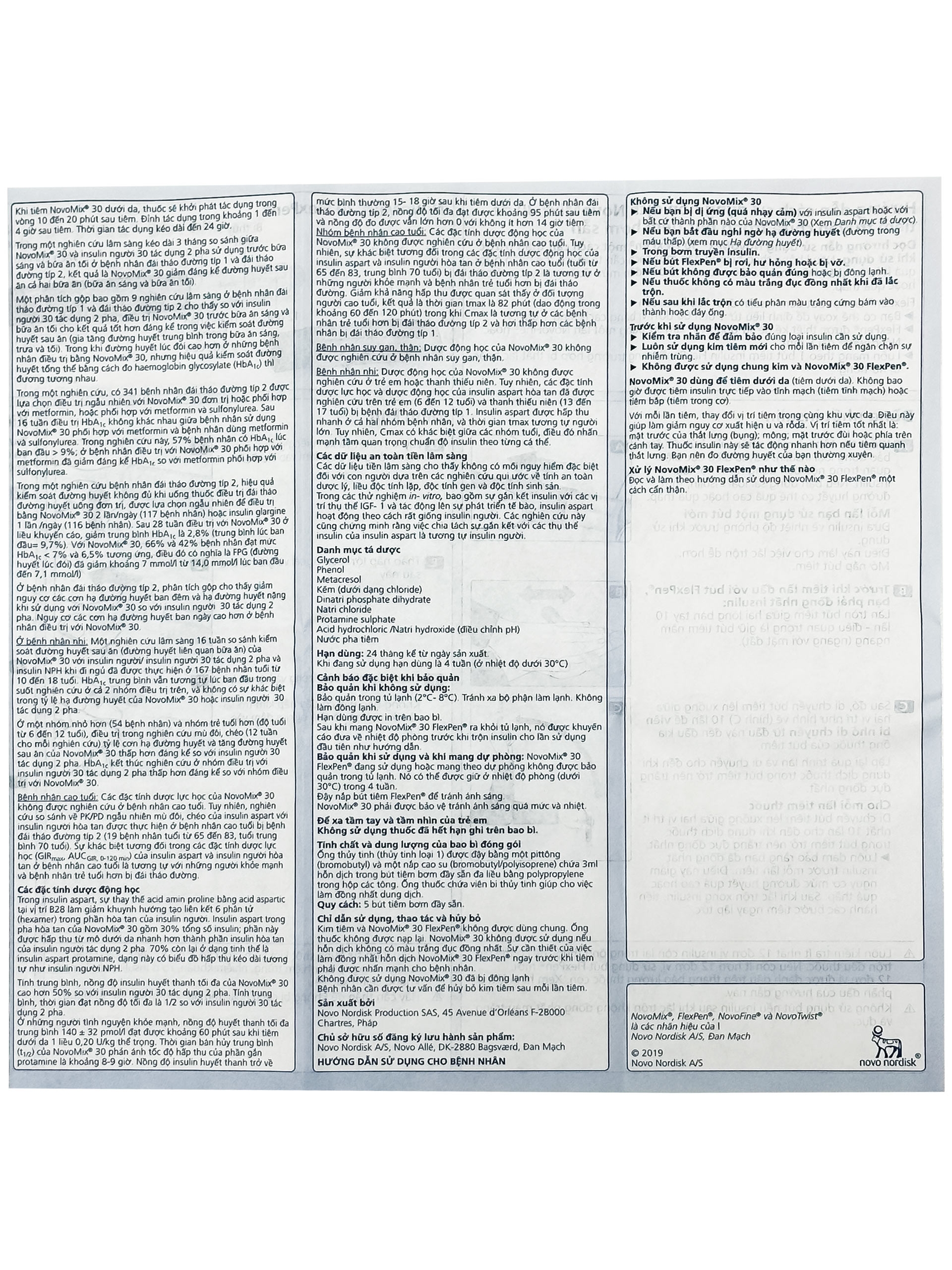 Bút tiêm NovoMix 30 FlexPen Novo Nordisk điều trị đái tháo đường (5 cây x 3ml)